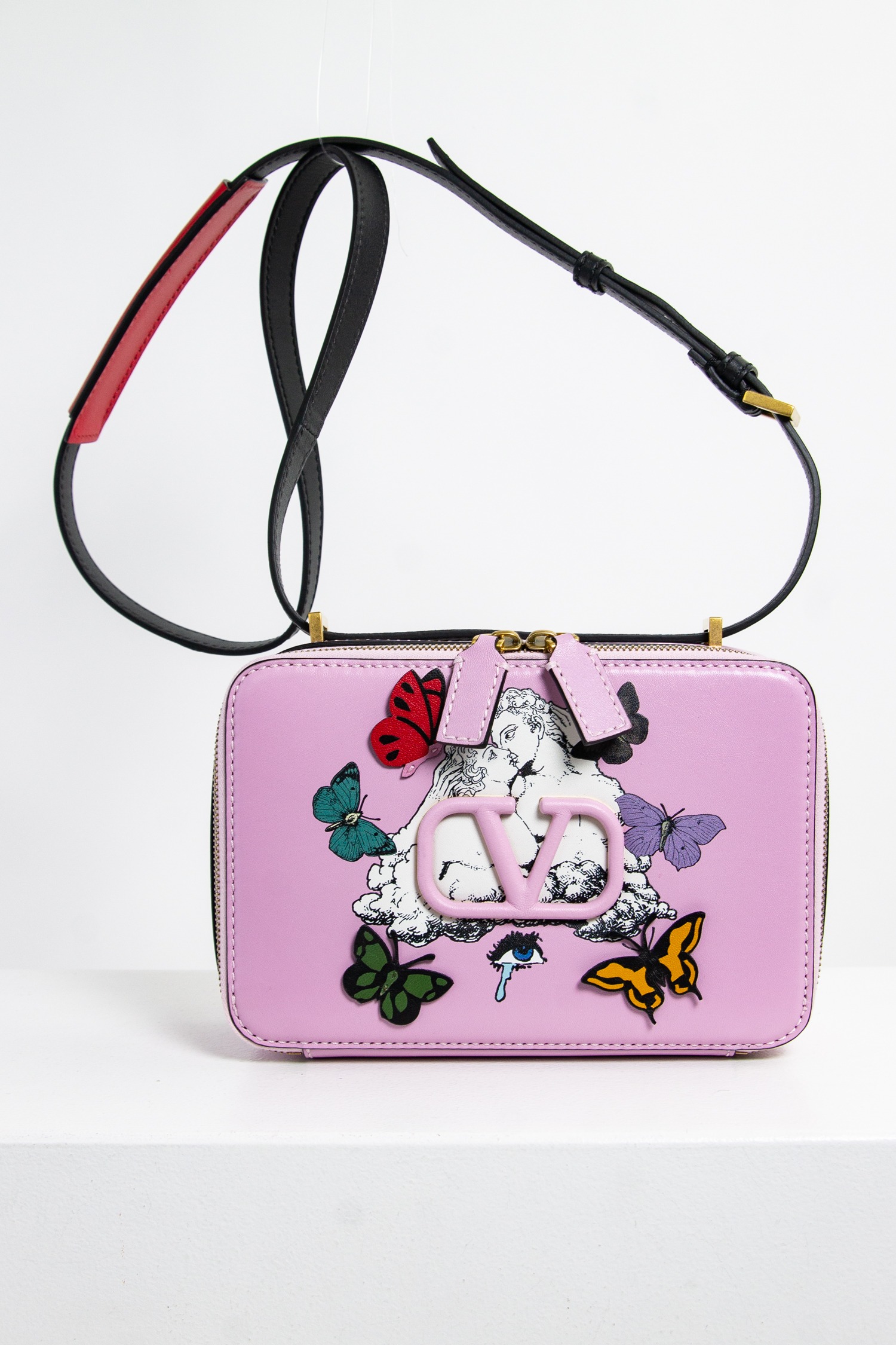 Valentino Schultertasche mit Schmetterlingen in rosa