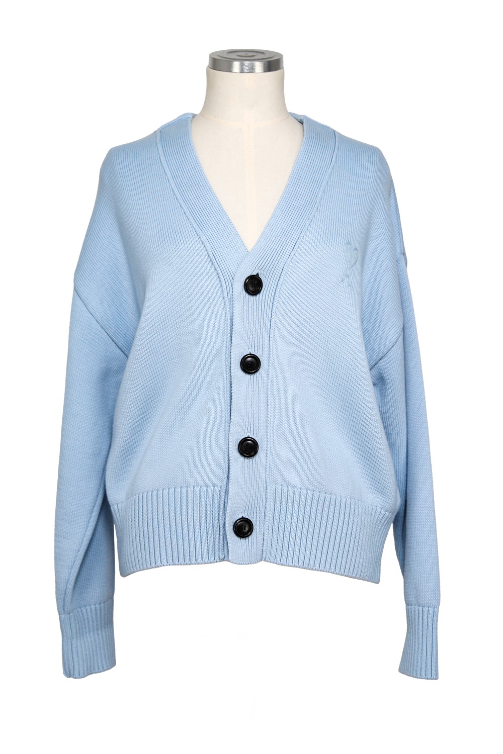 Ami Strickjacke mit Logo in Hellblau