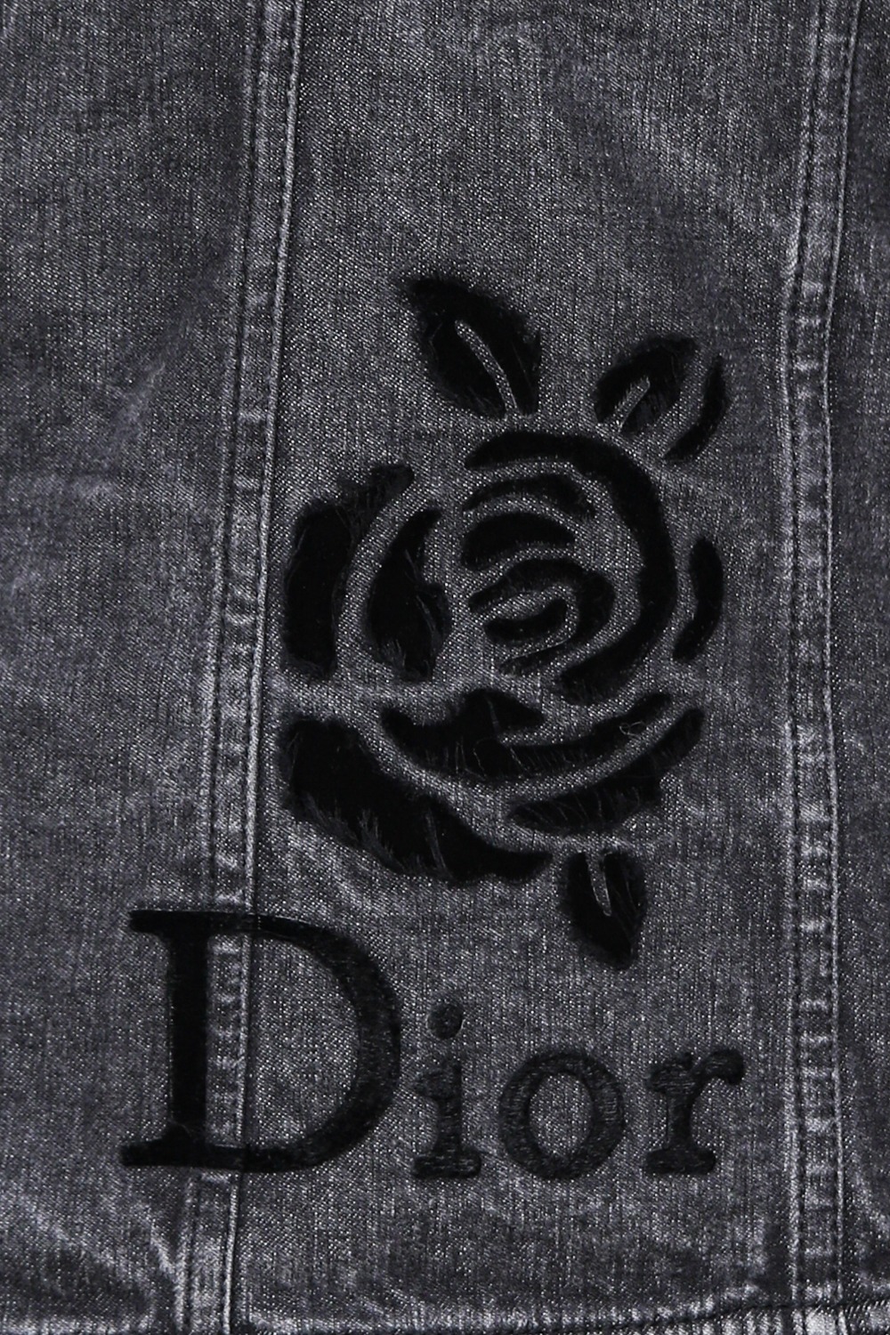 Dior Vintage Hosenanzug aus Jeans mit Rosen-Motiv