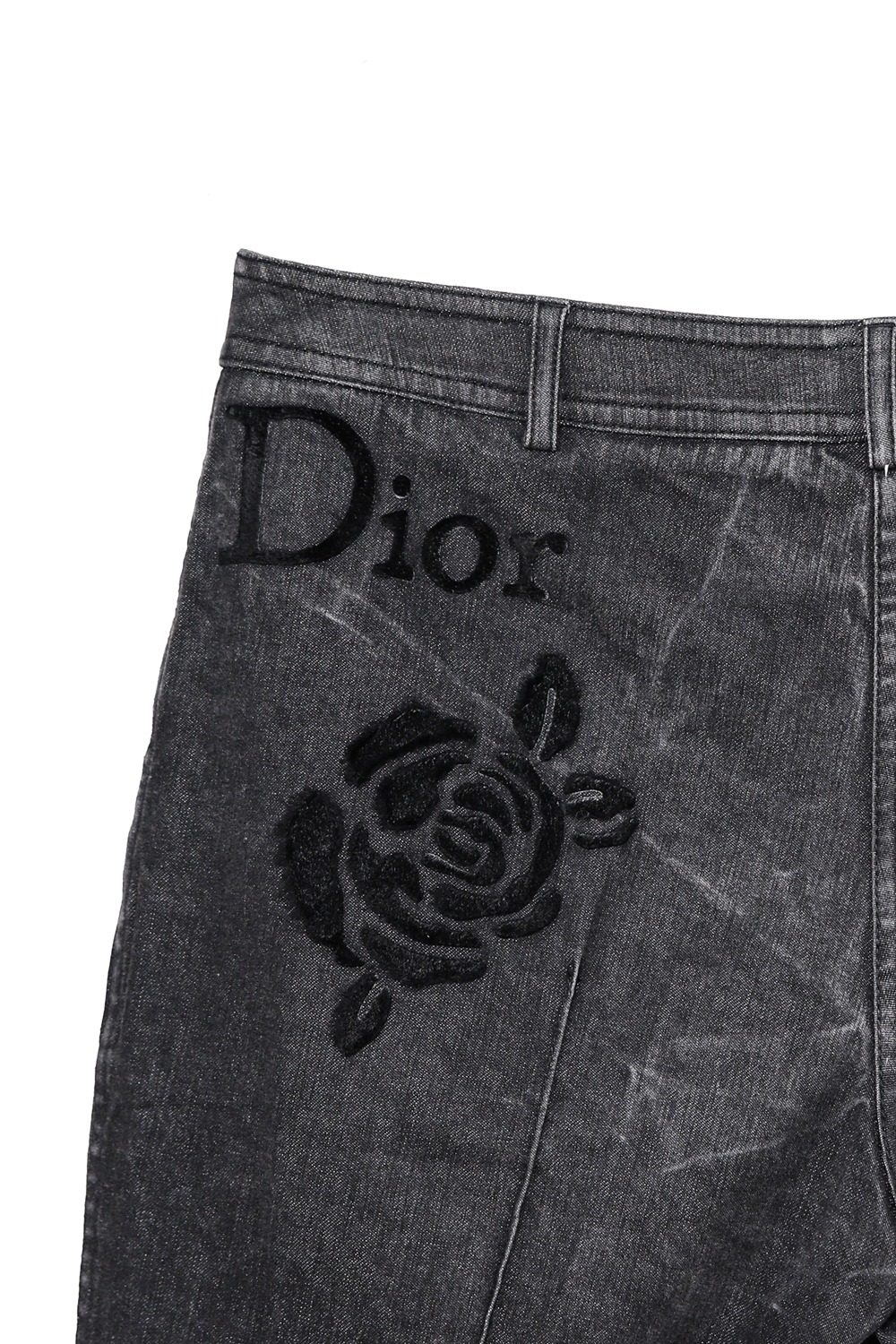 Dior Vintage Hosenanzug aus Jeans mit Rosen-Motiv