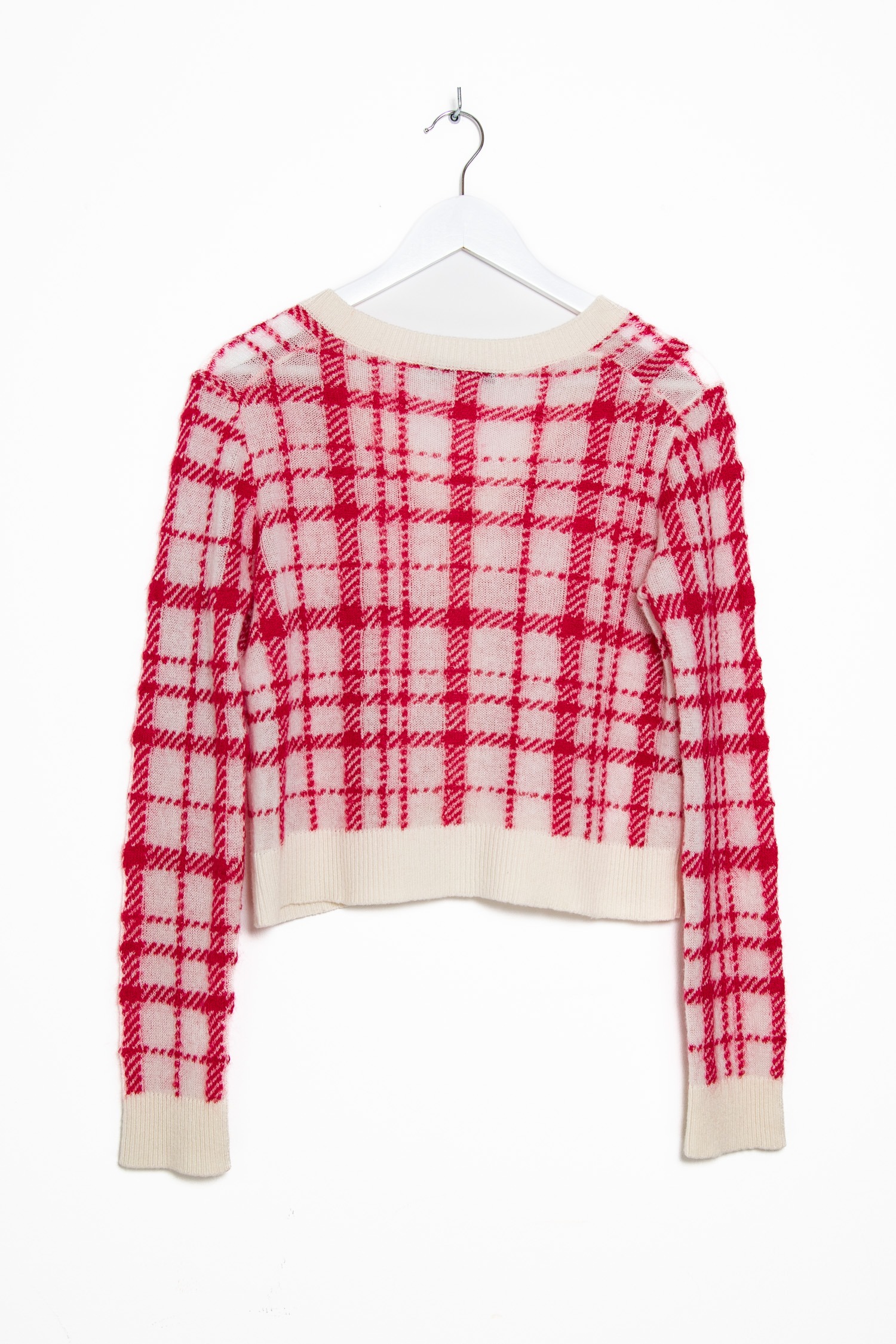 Christian Dior Strickjacke kariert in Pink und Weiß