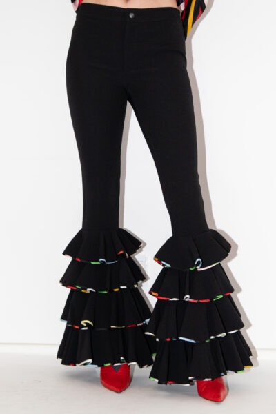 Emilio Pucci Stoffhose mit bunten Rüschen in Schwarz