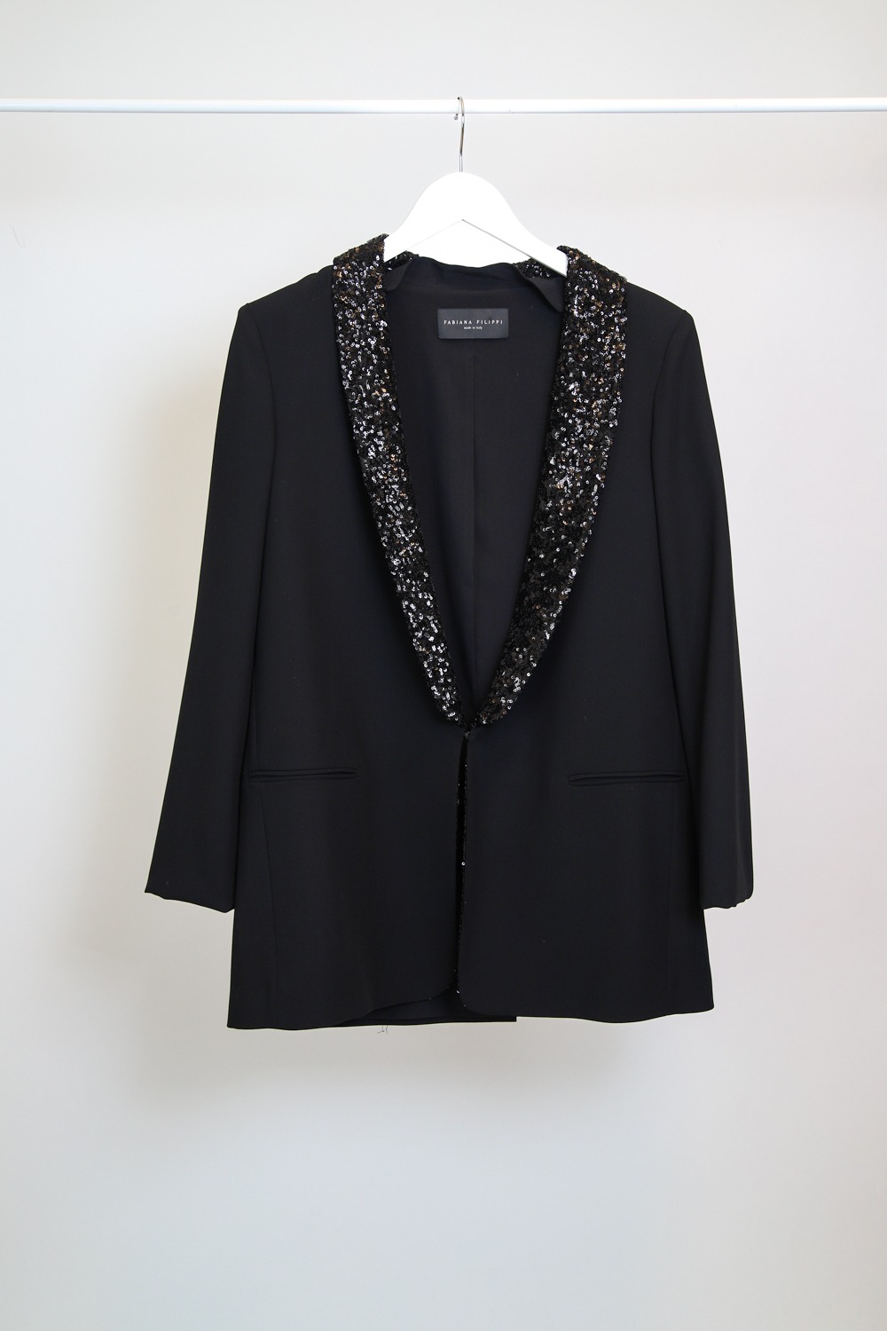 Fabiana Filippi Blazer mit Paillettenkragen in Schwarz