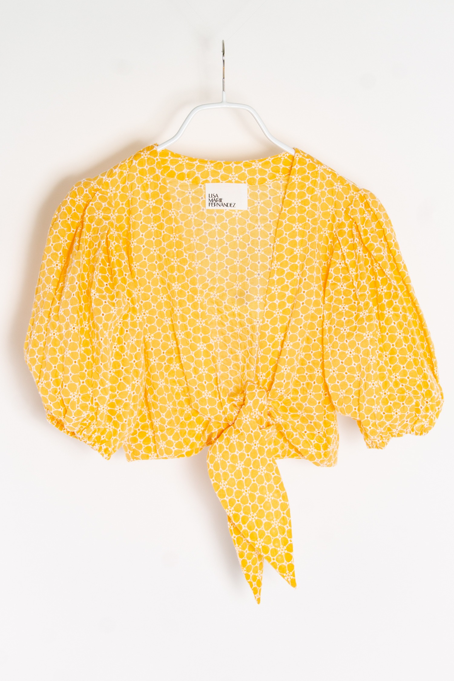 Lisa Marie Fernandez blassgelbe Bluse mit Bindedetail