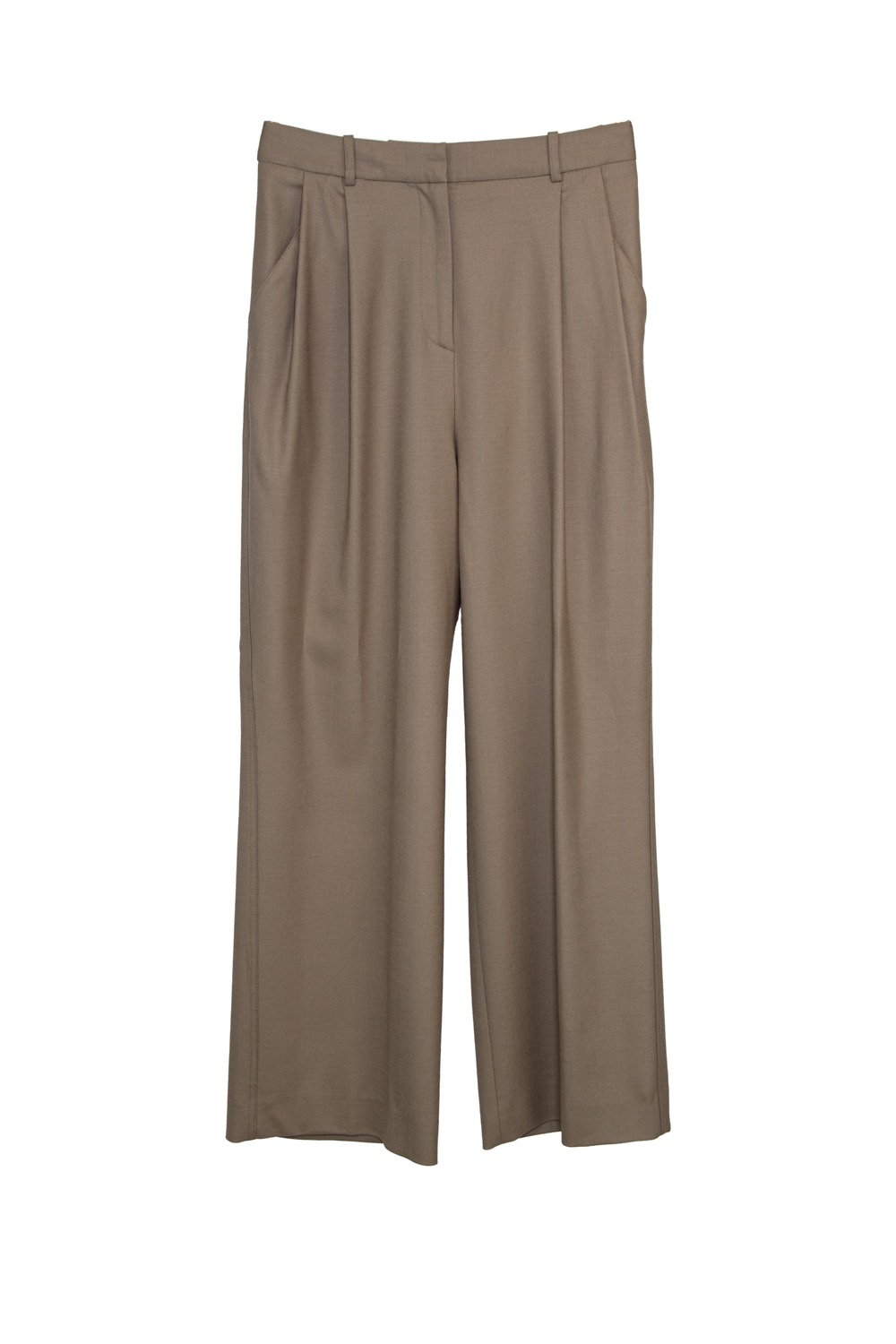 Loulou Studio Weite Wollhose in Taupe