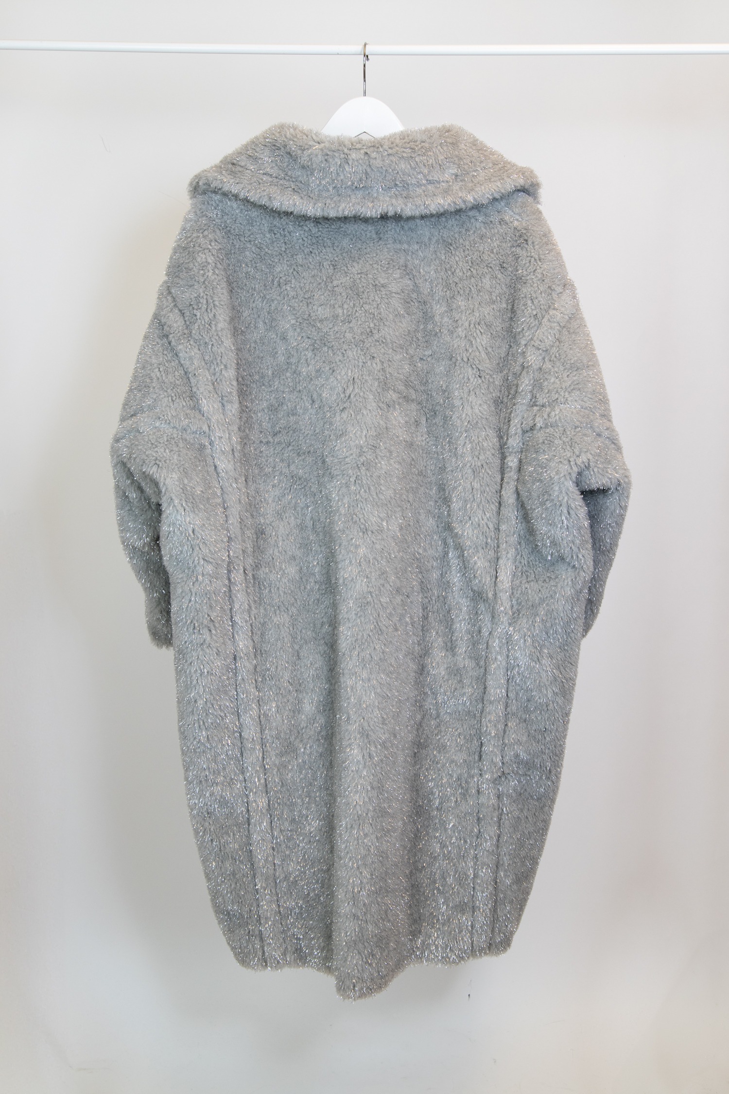 Max Mara "Teddy Bear Icon" Oversize Mantel in Hellgrau und Silber