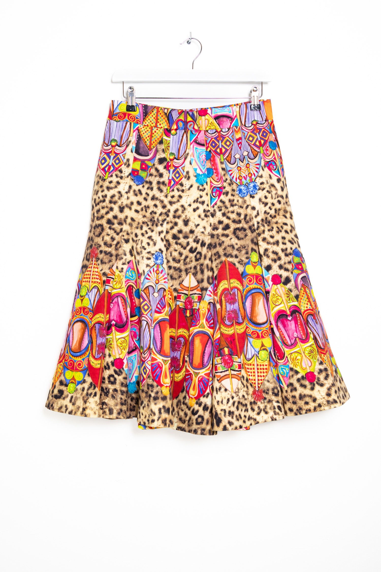 Stella Jean Midi-Rock mit Leoparden-Schuh Muster