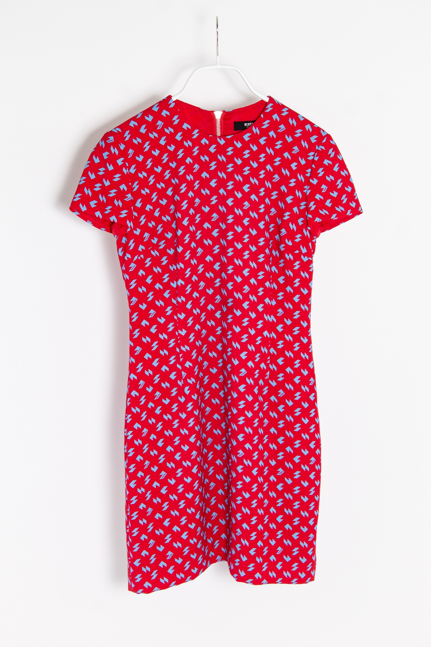 Versus Versace rotes Kleid mit hellblauem Muster