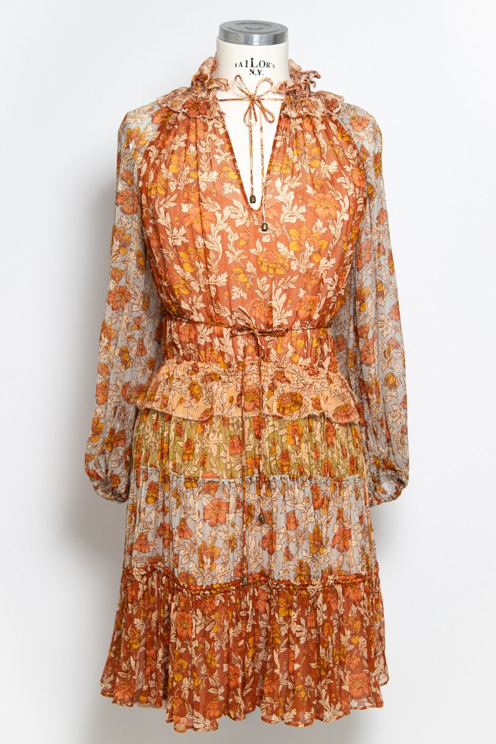 Zimmermann Kleid mit Rüschen in Rosttönen