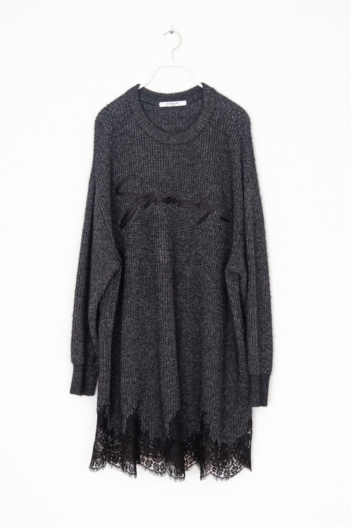 Givenchy Strickkleid mit Spitze in Meliert Schwarz