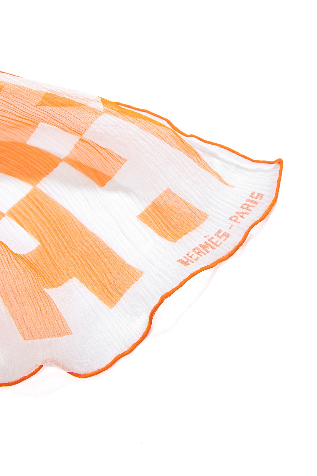 Hermès Seidentuch mit Muster in Orange und Weiß