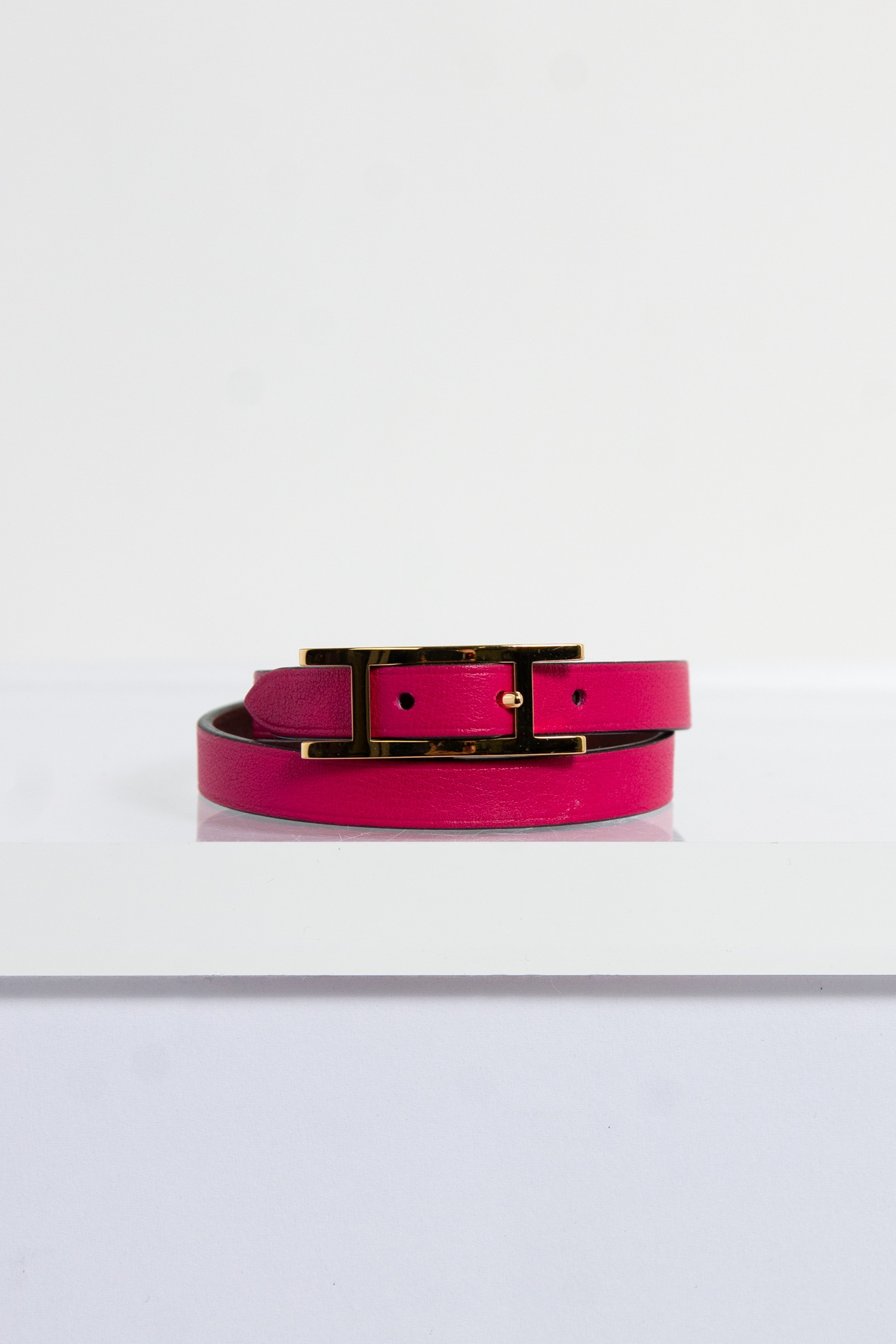 Hermès Armband "Behapi Double Tour" in pink mit goldener Schnalle