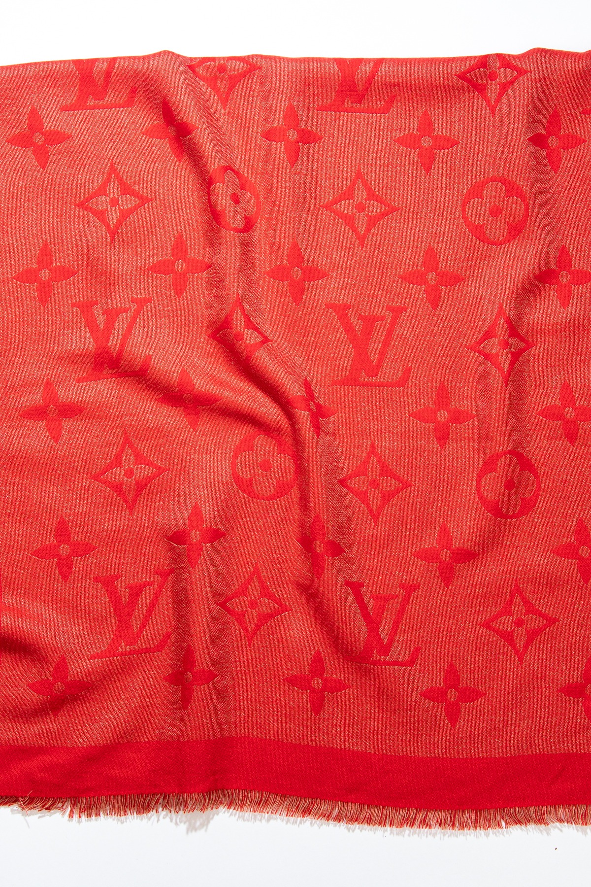 Louis Vuitton Tuch mit Monogramm-Muster in Rot und Beige