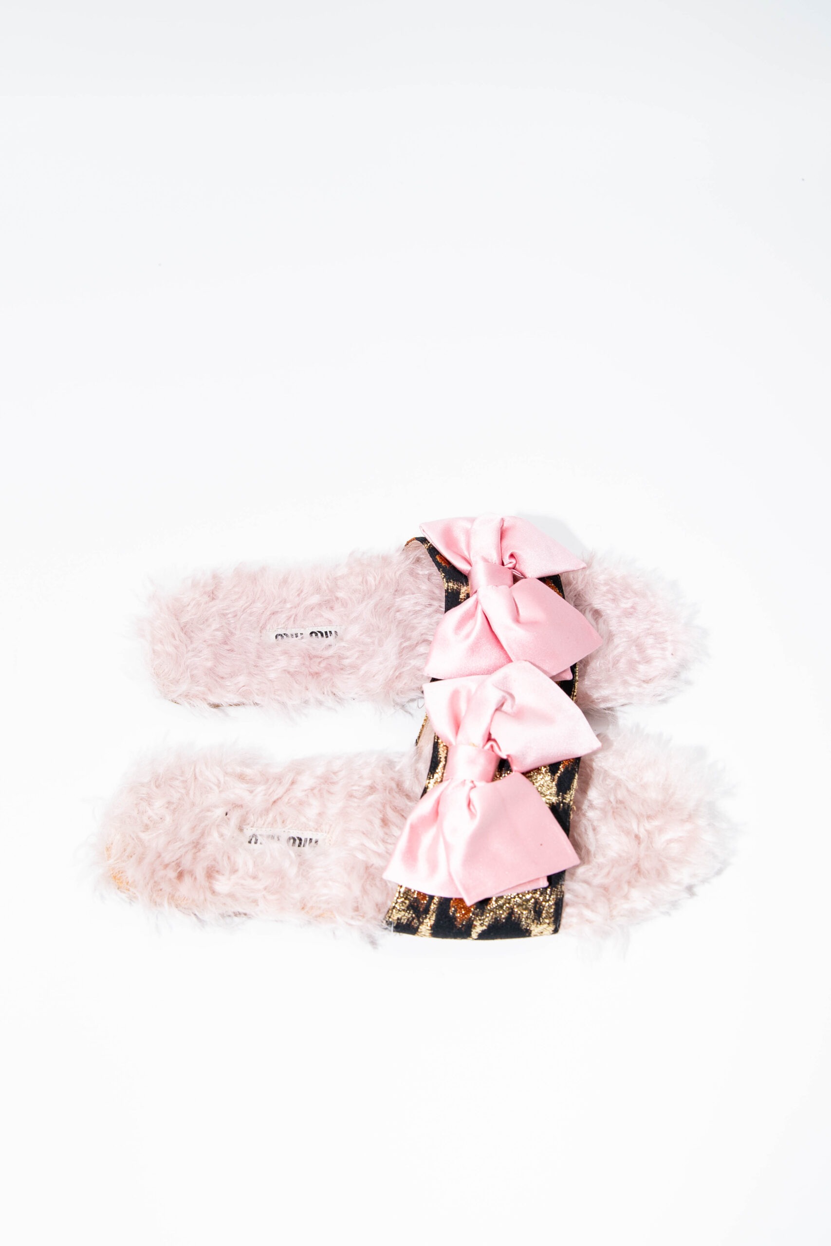 Miu Miu Pantoletten mit rosa Schleife