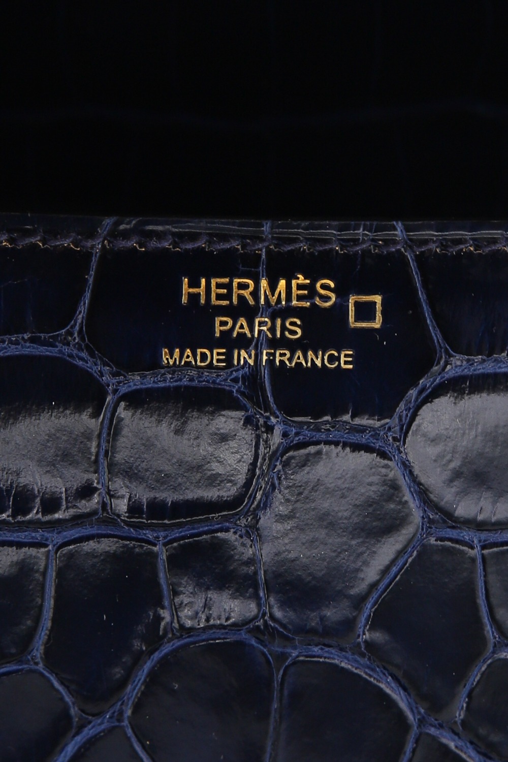 Hermès Handtasche in Dunkelblau und Gold