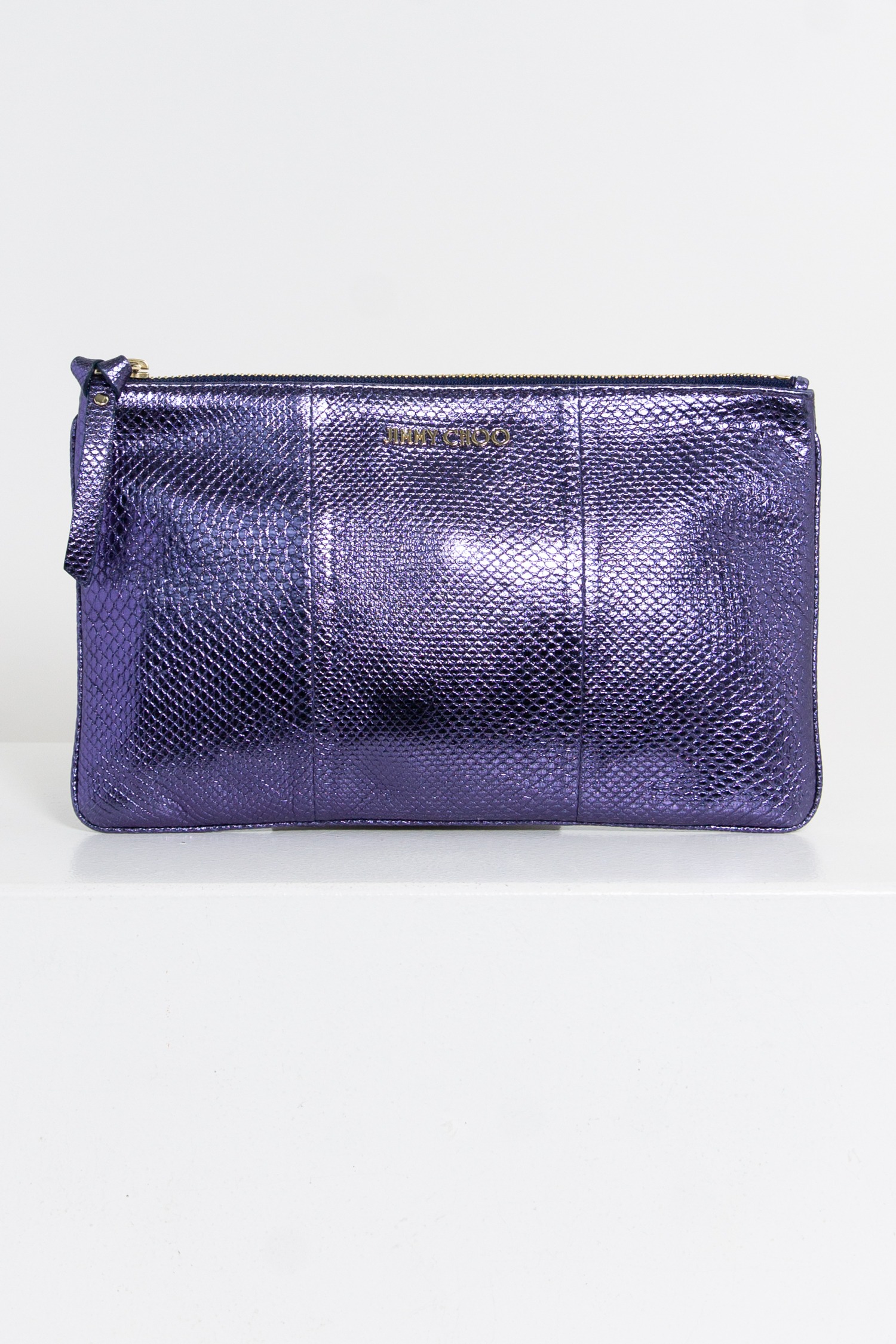 Jimmy Choo Leder Clutch in Metallicblau