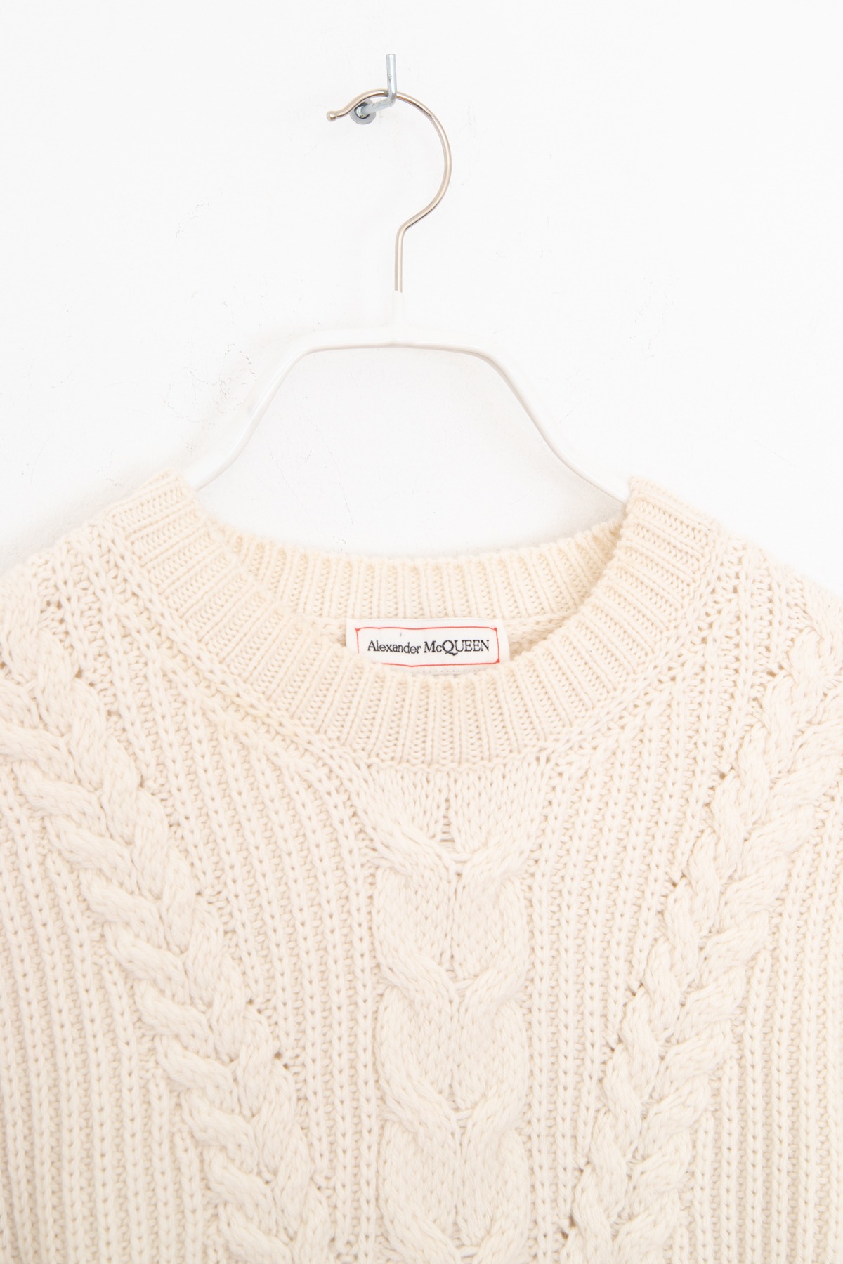 Alexander McQueen Strickpullover mit Schößchen in Ecru