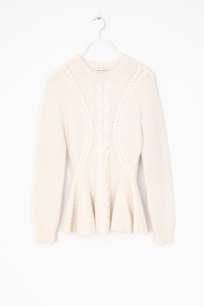 Alexander McQueen Strickpullover mit Schößchen in Ecru