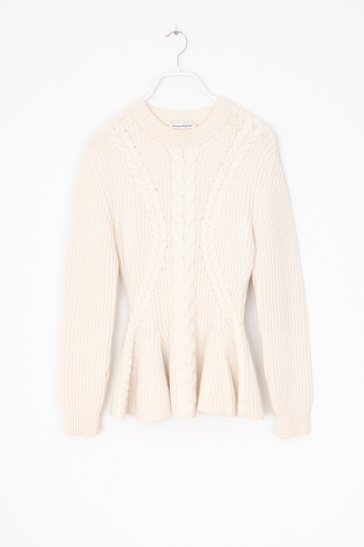 Alexander McQueen Strickpullover mit Schößchen in Ecru