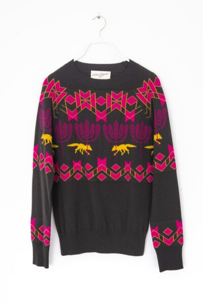 Antonia Zander Strickpullover mit Muster in Oliv und Pink