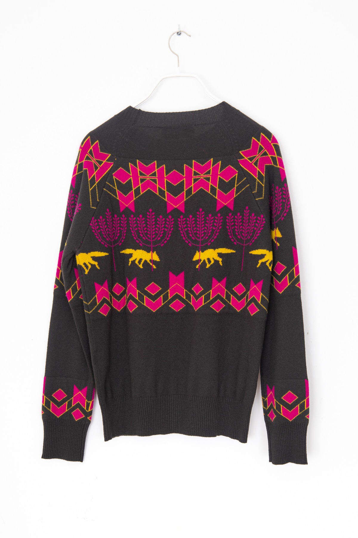 Antonia Zander Strickpullover mit Muster in Oliv und Pink