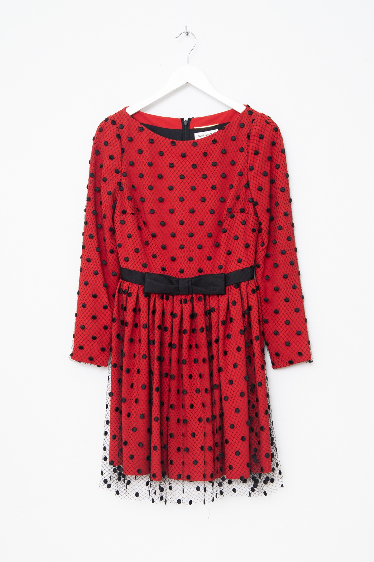 Saint Laurent Minikleid mit Punkten in Rot und Schwarz