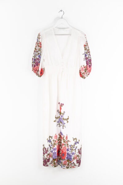 Zimmermann "Poppy" Midikleid in Weiß und Bunt