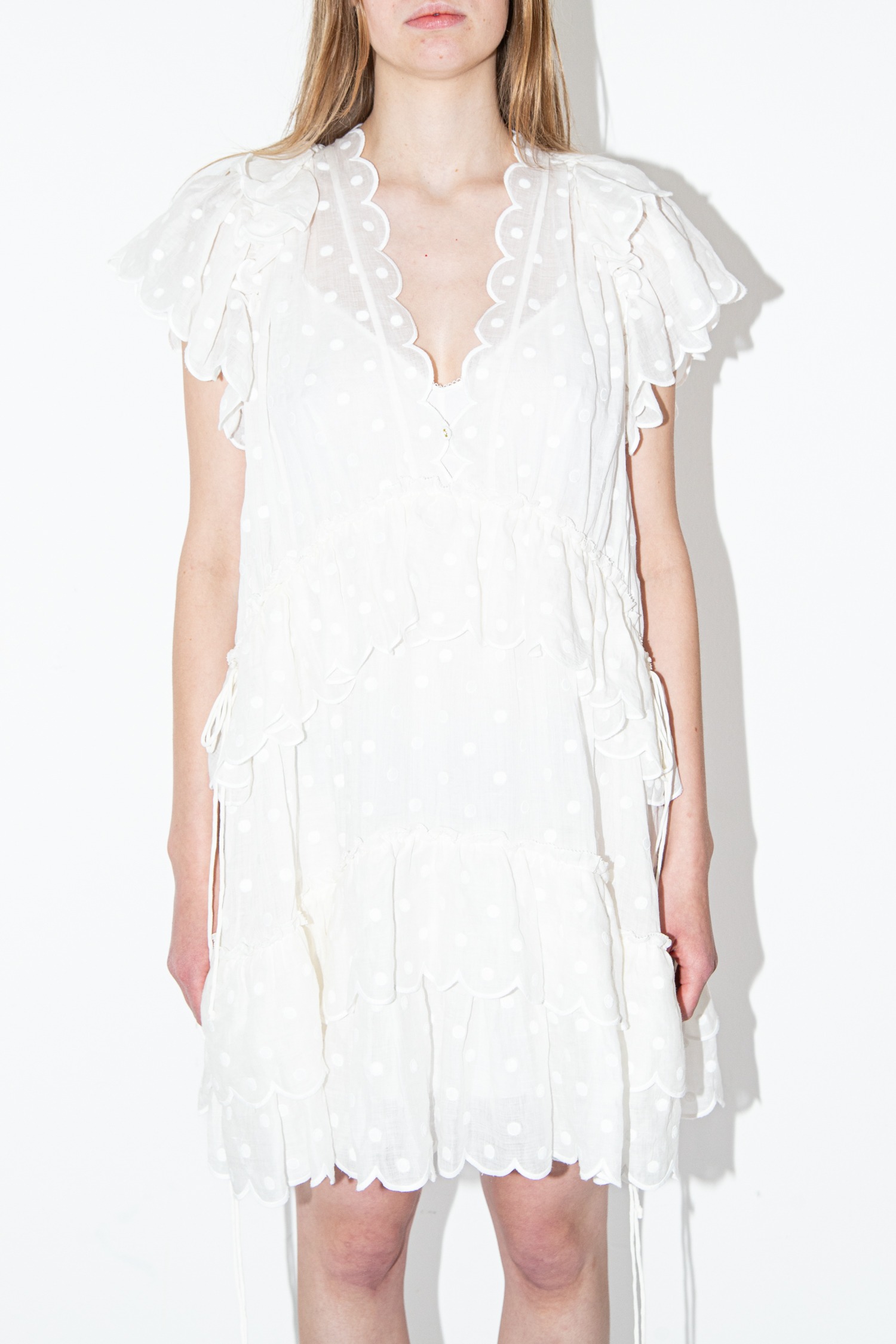 Zimmermann "Mae" Minikleid mit Punkten in Weiß
