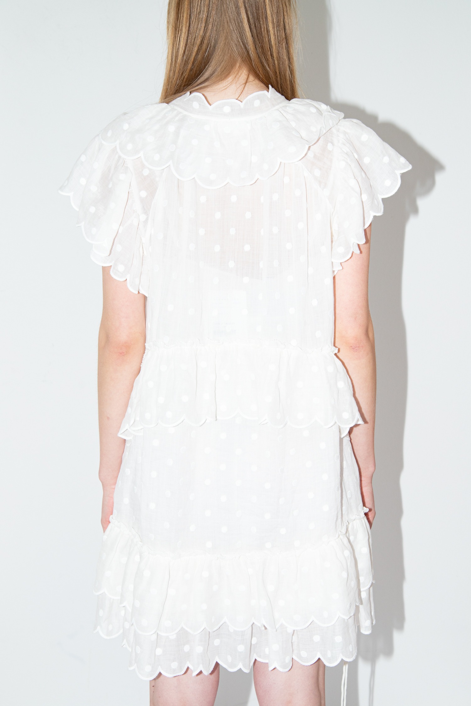 Zimmermann "Mae" Minikleid mit Punkten in Weiß