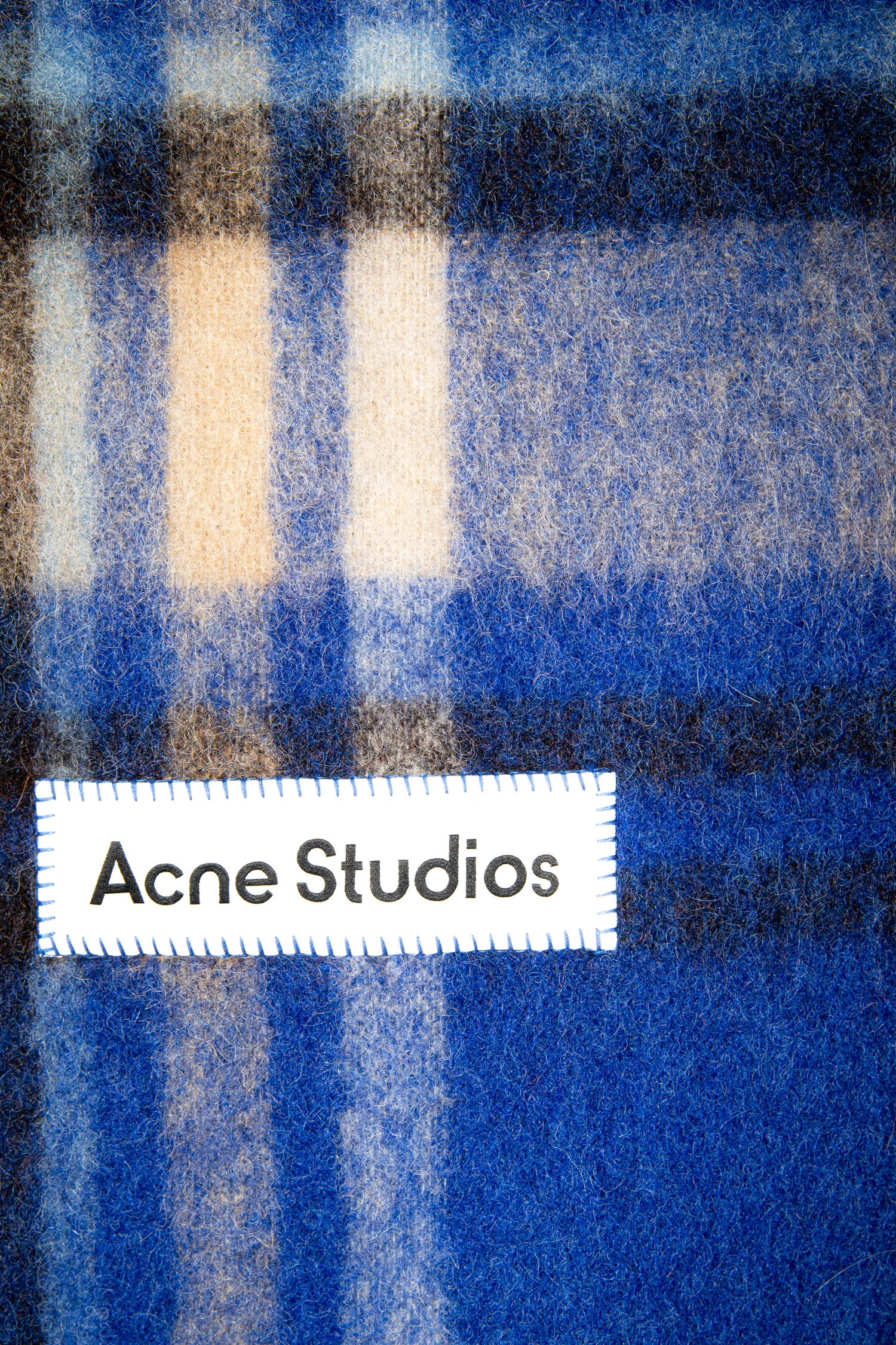 Acne Studios "Vally" Schal Kariert in Blau und Hellbraun