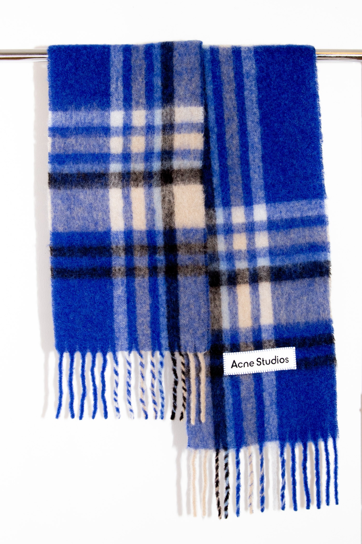 Acne Studios "Vally" Schal Kariert in Blau und Hellbraun