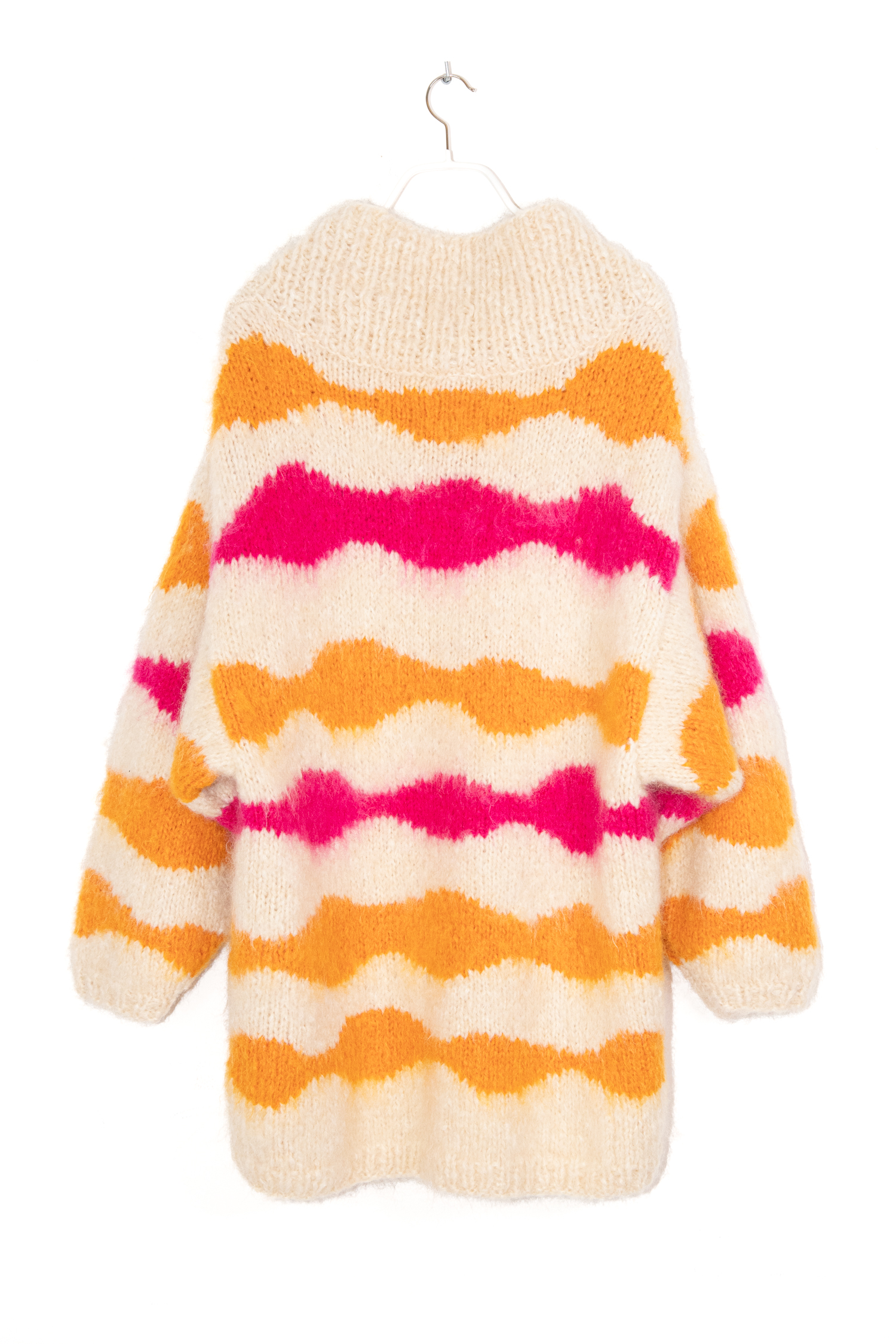 Agnona Oversized Pullover in Ecru, Orange und Pink