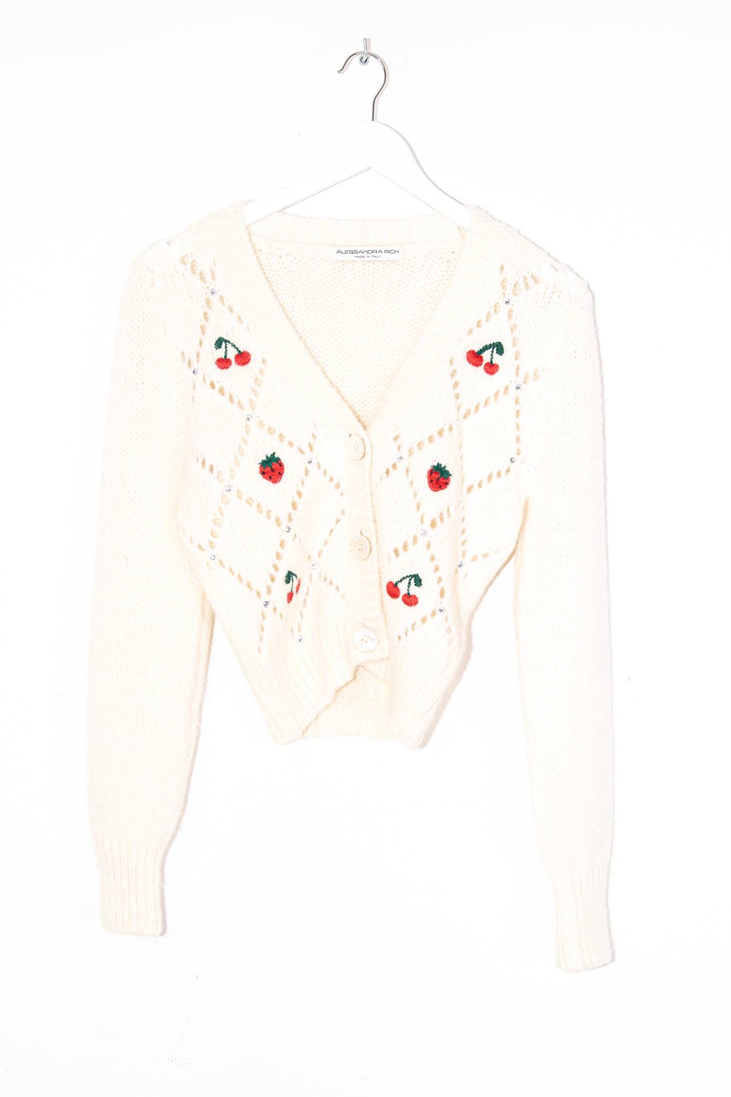 Alessandra "Rich Fruit" Cardigan mit Früchten in Cremeweiß