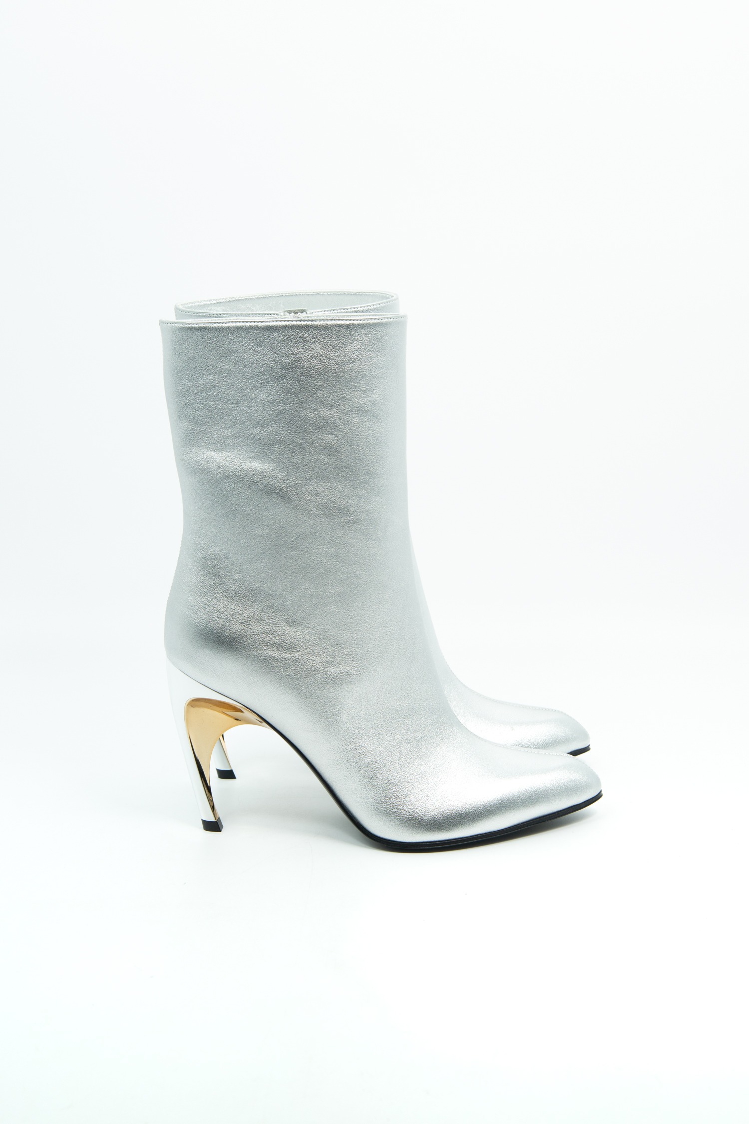 Alexander McQueen "Armadillo Metallic" Stiefeletten in Silber und Gold
