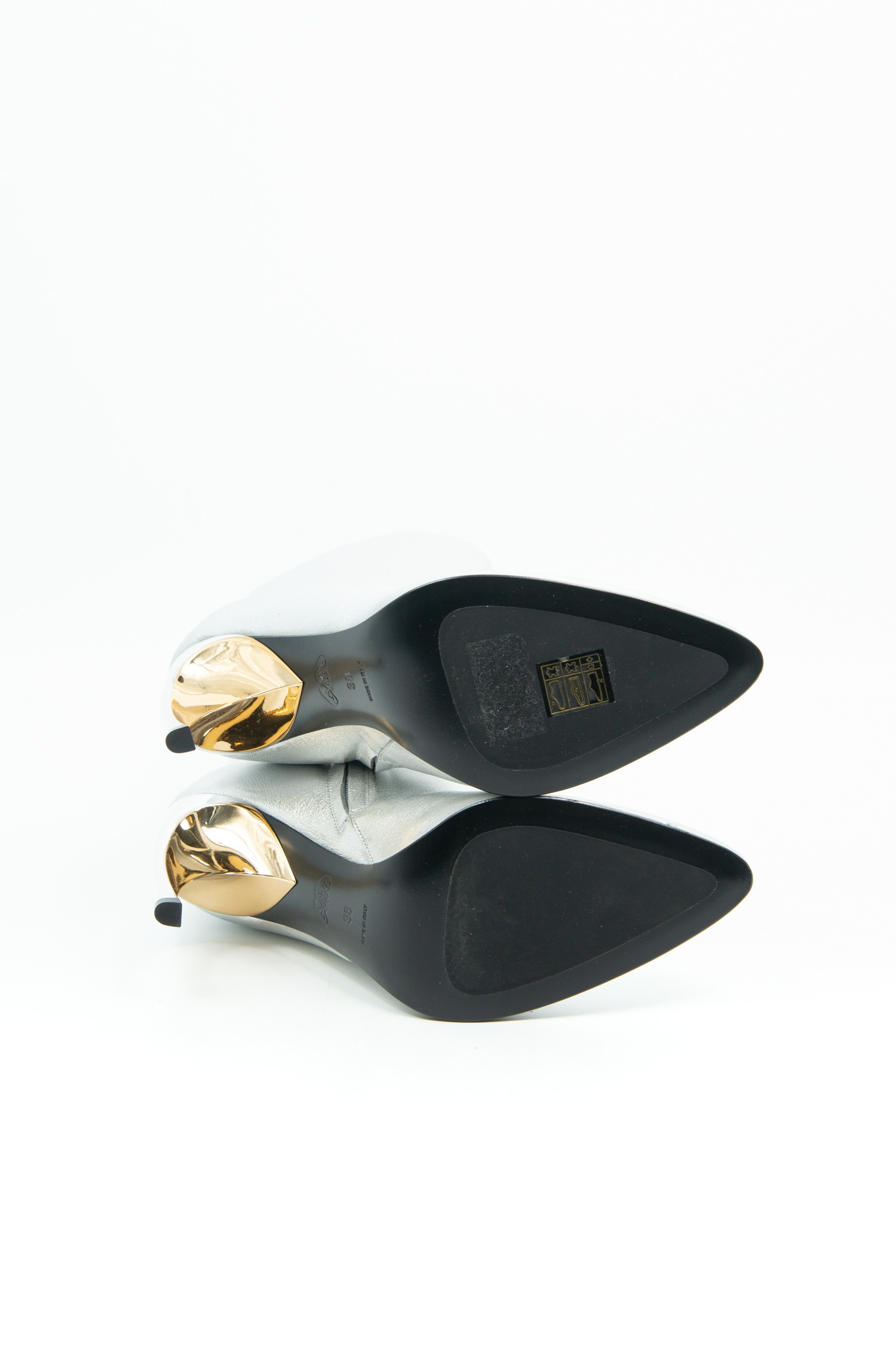 Alexander McQueen "Armadillo Metallic" Stiefeletten in Silber und Gold
