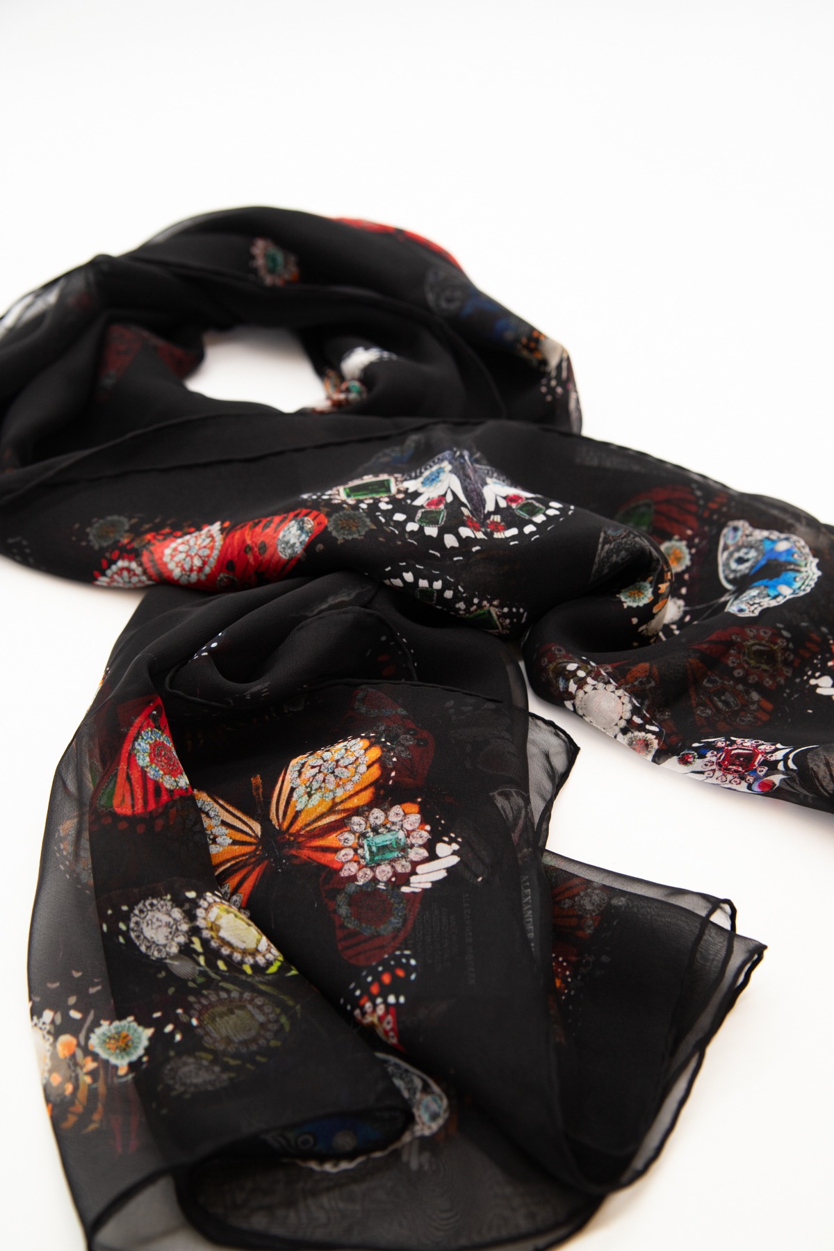 Alexander McQueen Tuch mit Schmetterlingen in Schwarz