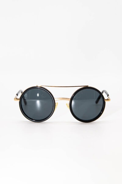 Andy Wolf runde Sonnenbrille in Schwarz und Gold