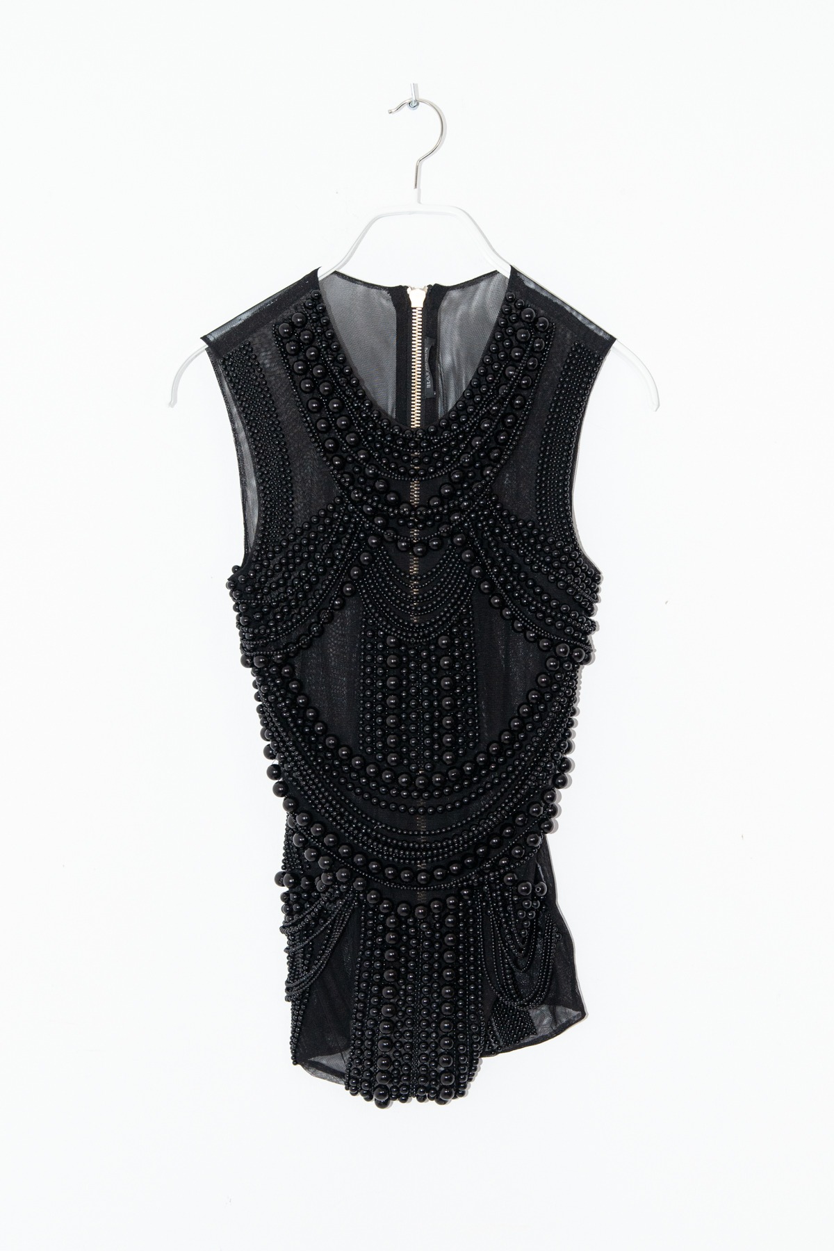 Balmain Mesh Top mit Perlendetails