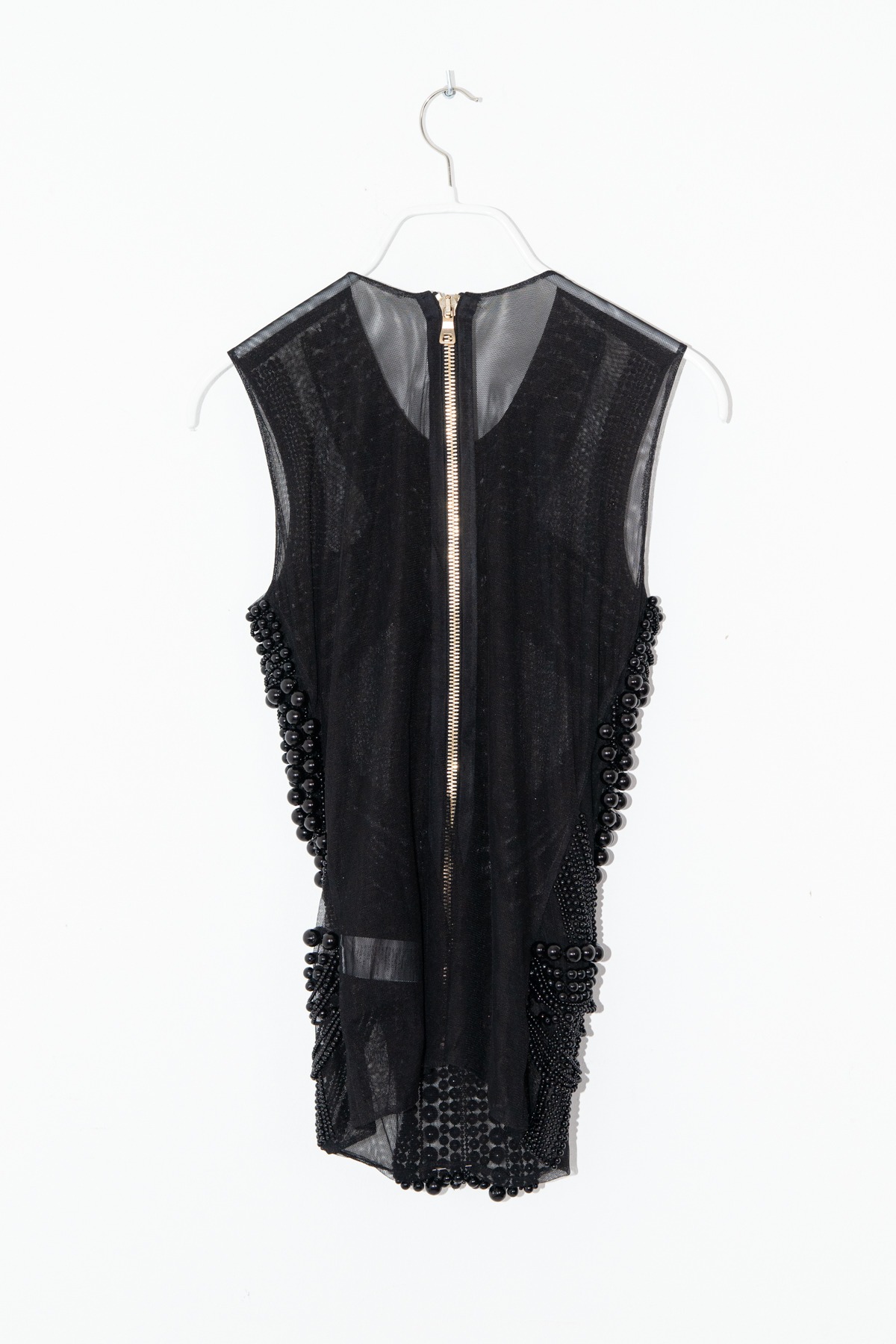 Balmain Mesh Top mit Perlendetails