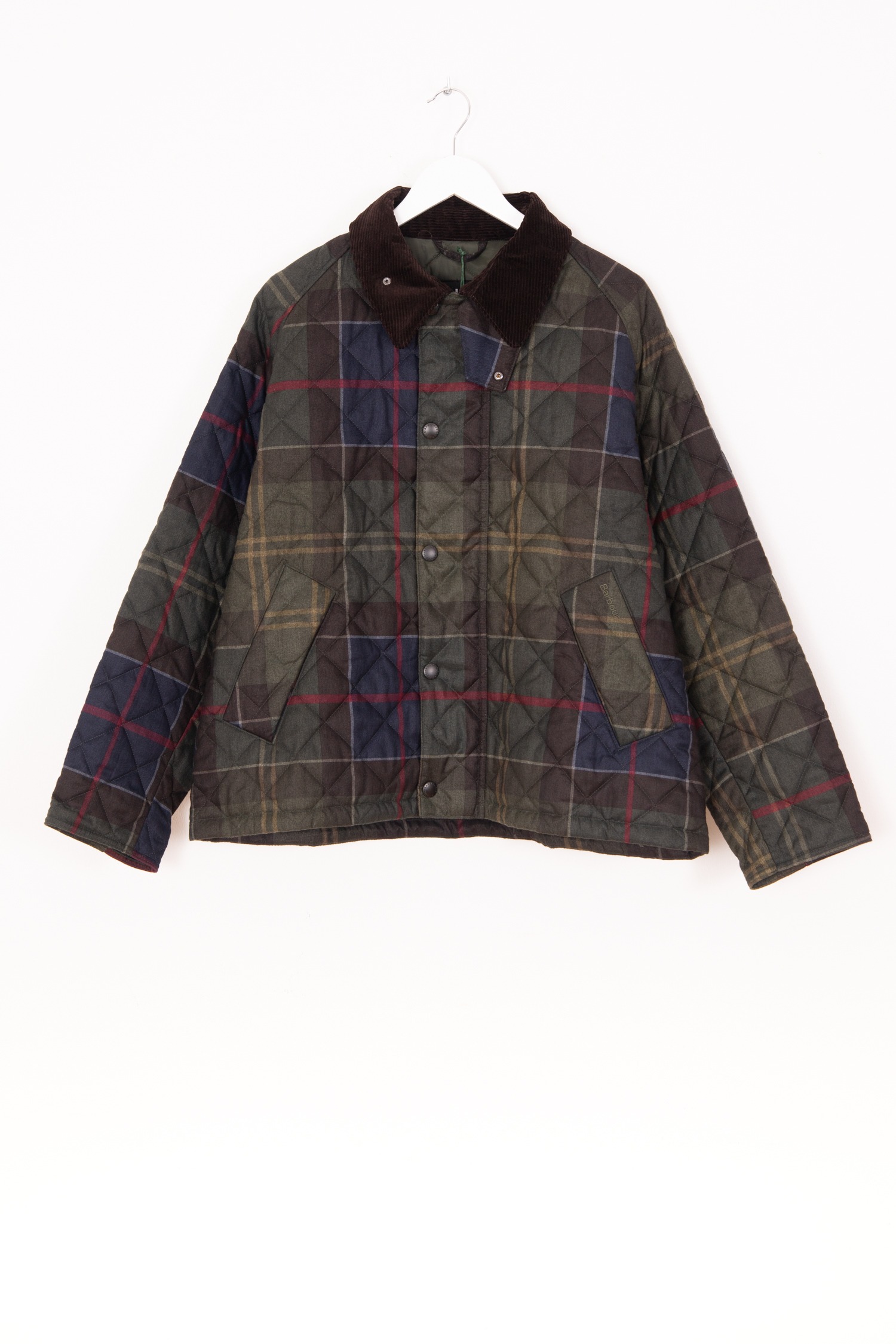 Barbour "Tartan Transport" Steppjacke in Dunkelgrün und Bunt