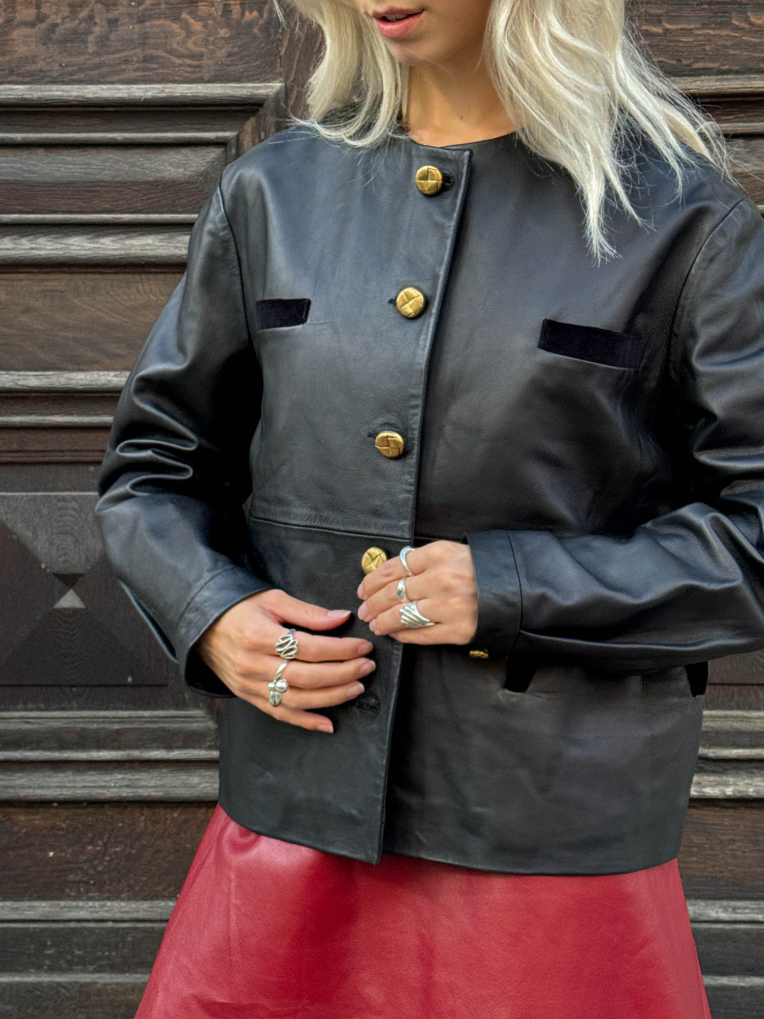 Blazé Milano "Vegas Baby Gliss Bolero" Lederjacke in Schwarz