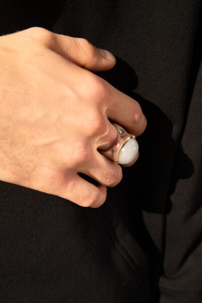 Botho Nickel Ring in Silber und Hellgrau