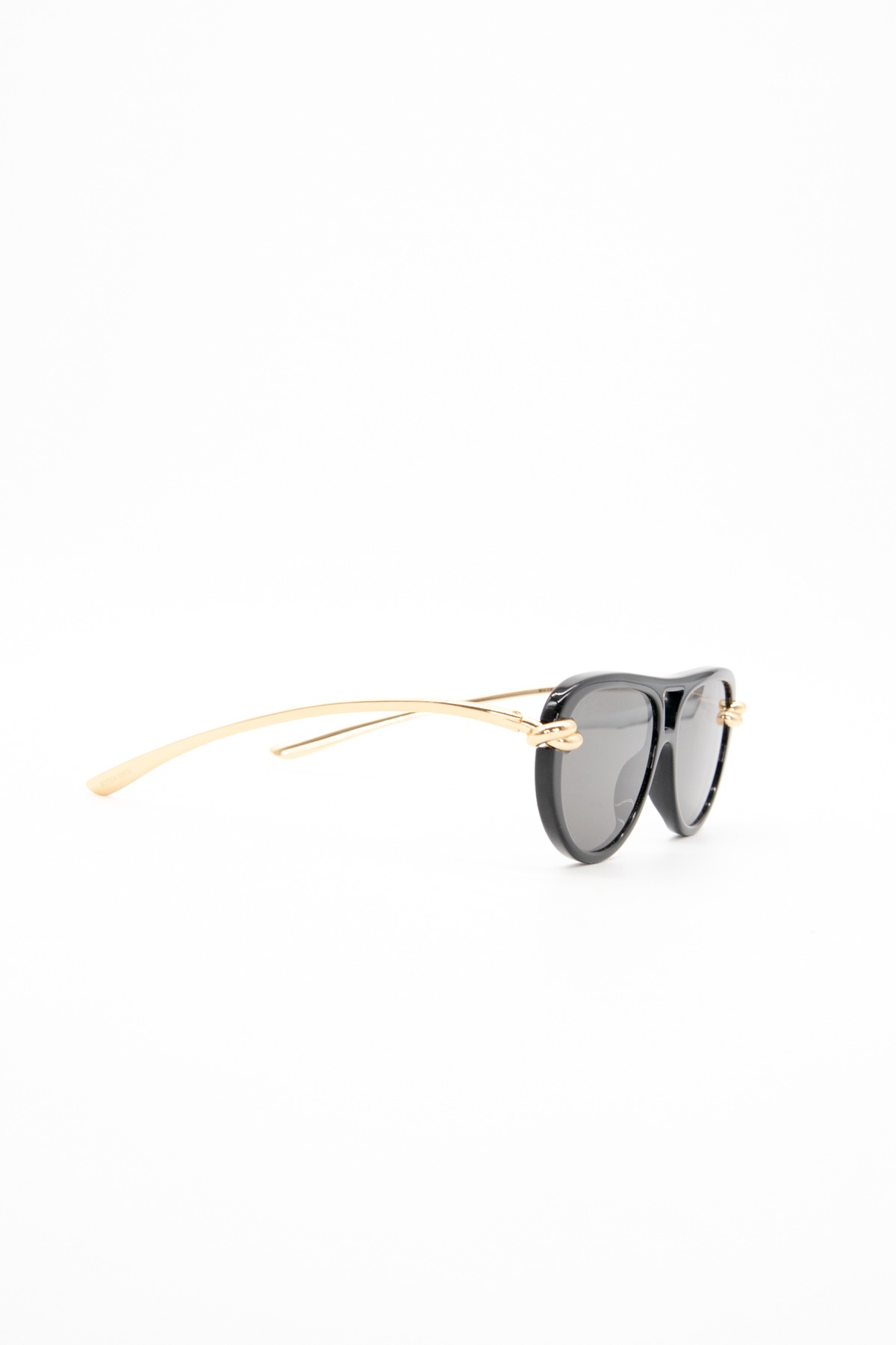 Bottega Veneta "Knot Aviator" Sonnenbrille in Schwarz und Gold
