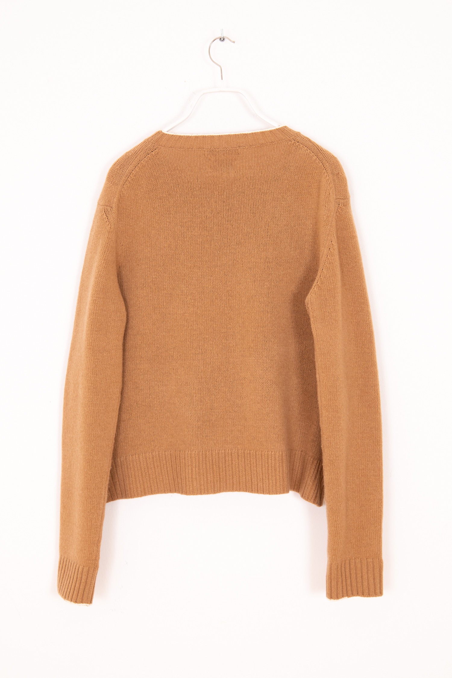 Bottega Veneta Pullover mit Lederpaneel in Camel und Schwarz