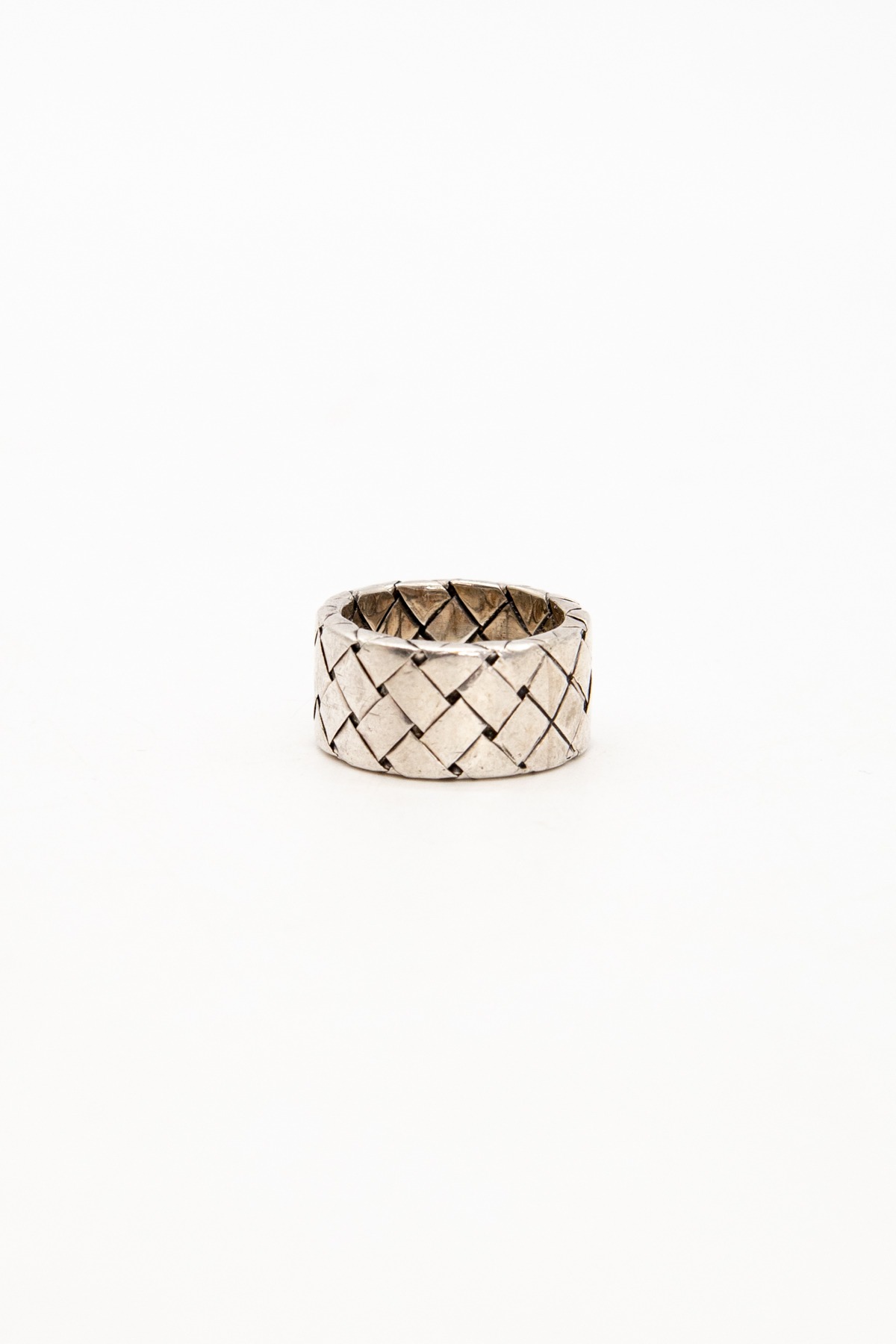 Bottega Veneta Ring mit Intrecciato Muster in Silber