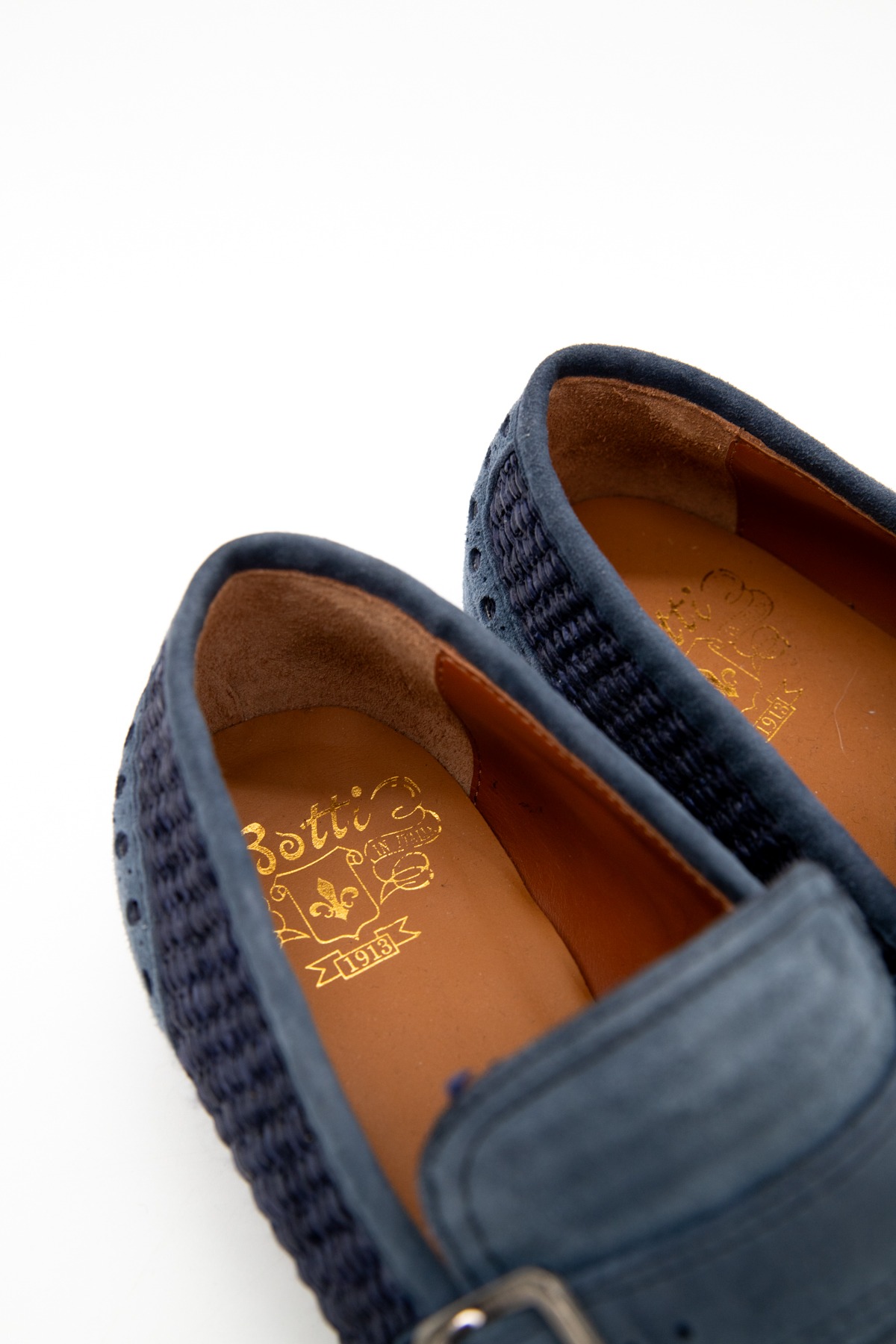 Botti Slipper aus Veloursleder in Blau und Dunkelblau