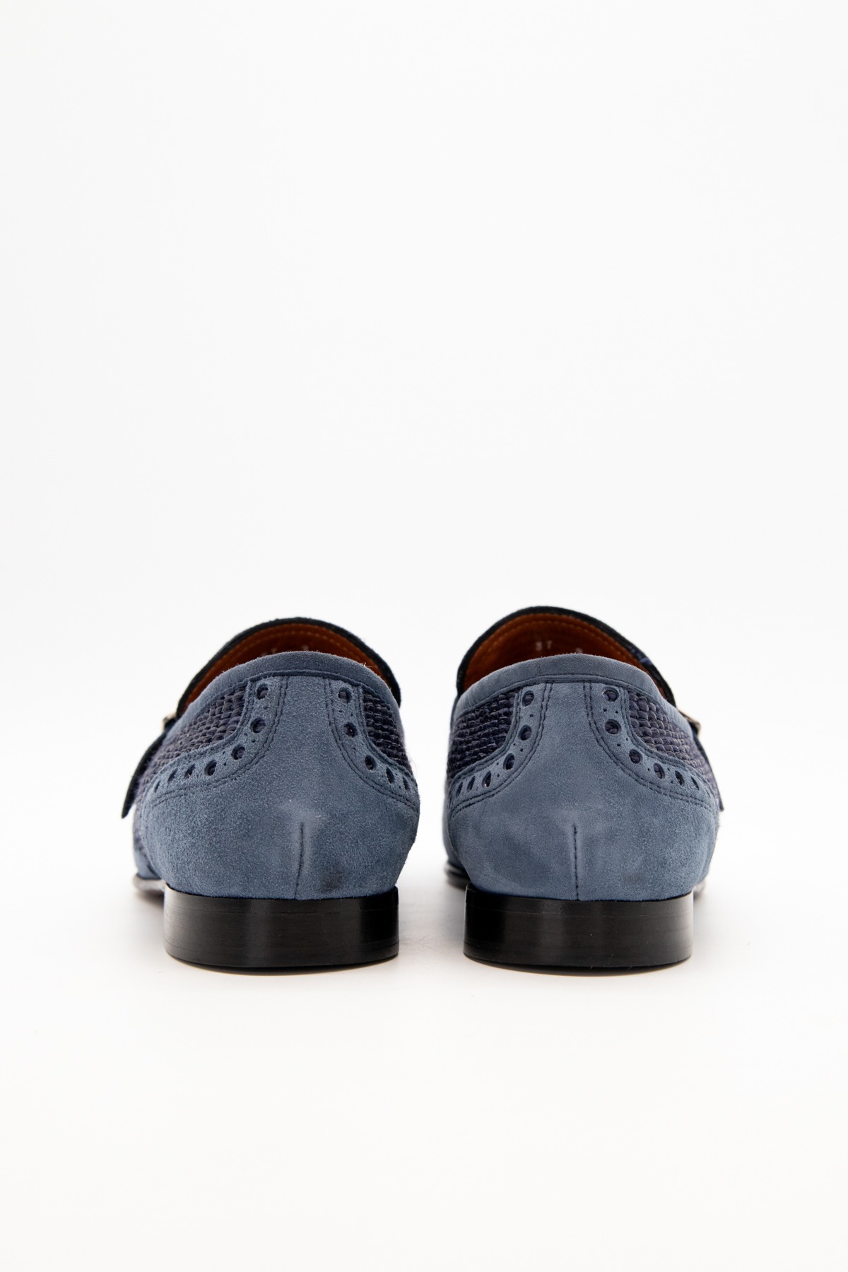 Botti Slipper aus Veloursleder in Blau und Dunkelblau