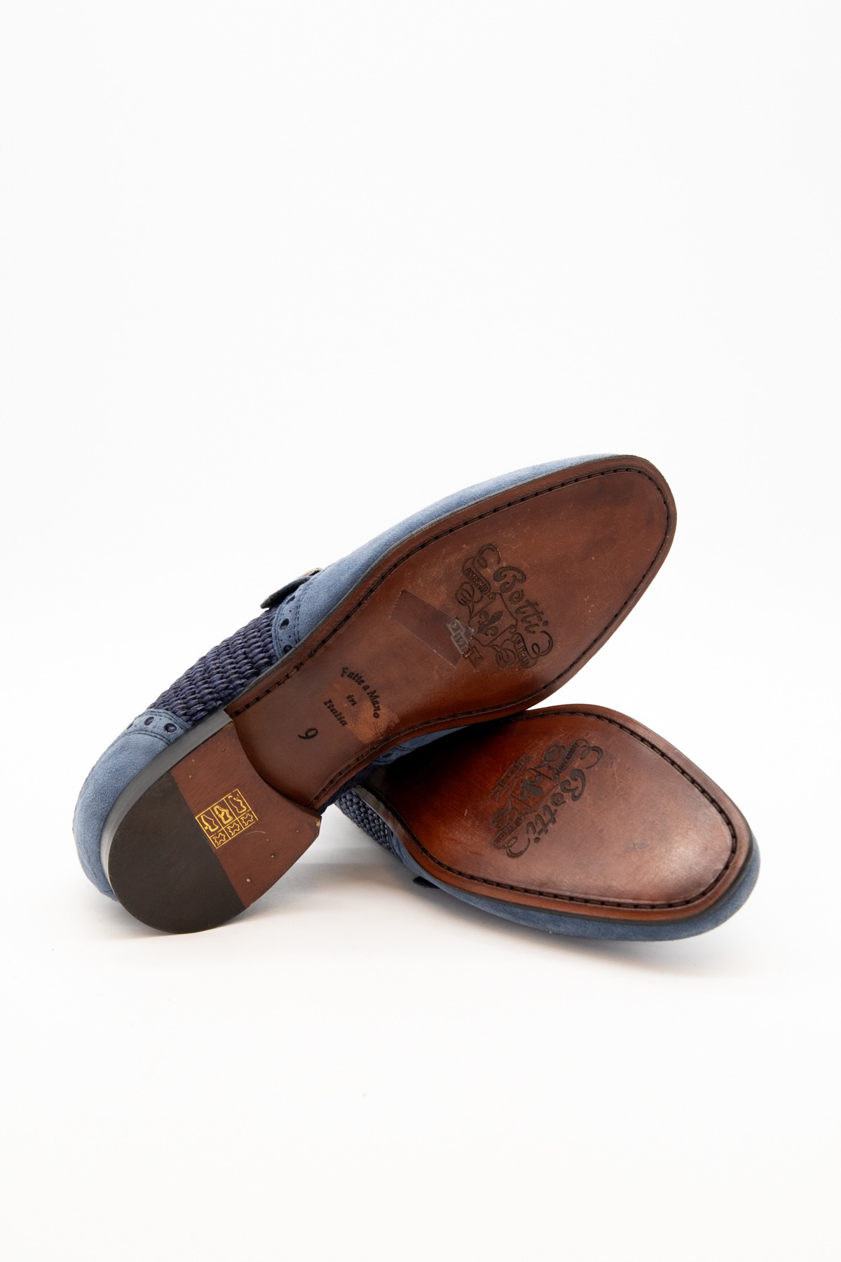 Botti Slipper aus Veloursleder in Blau und Dunkelblau