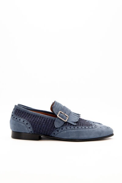 Botti Slipper aus Veloursleder in Blau und Dunkelblau
