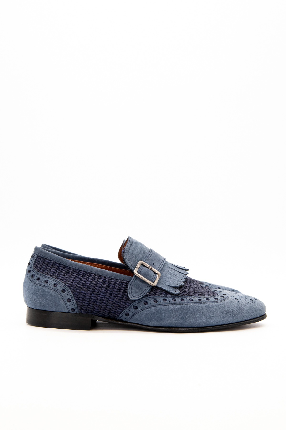 Botti Slipper aus Veloursleder in Blau und Dunkelblau